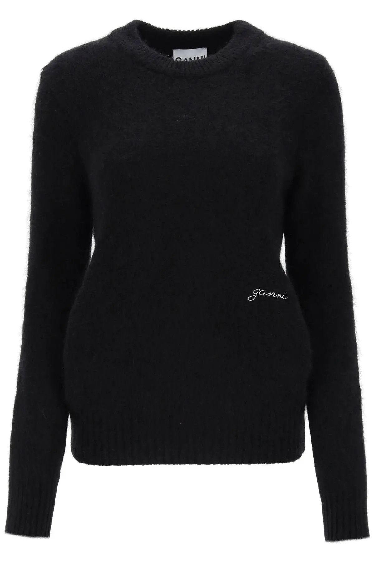 image of Ganni O1S22I1N1223 Wool Sweater In Black, Women's (Size XS)