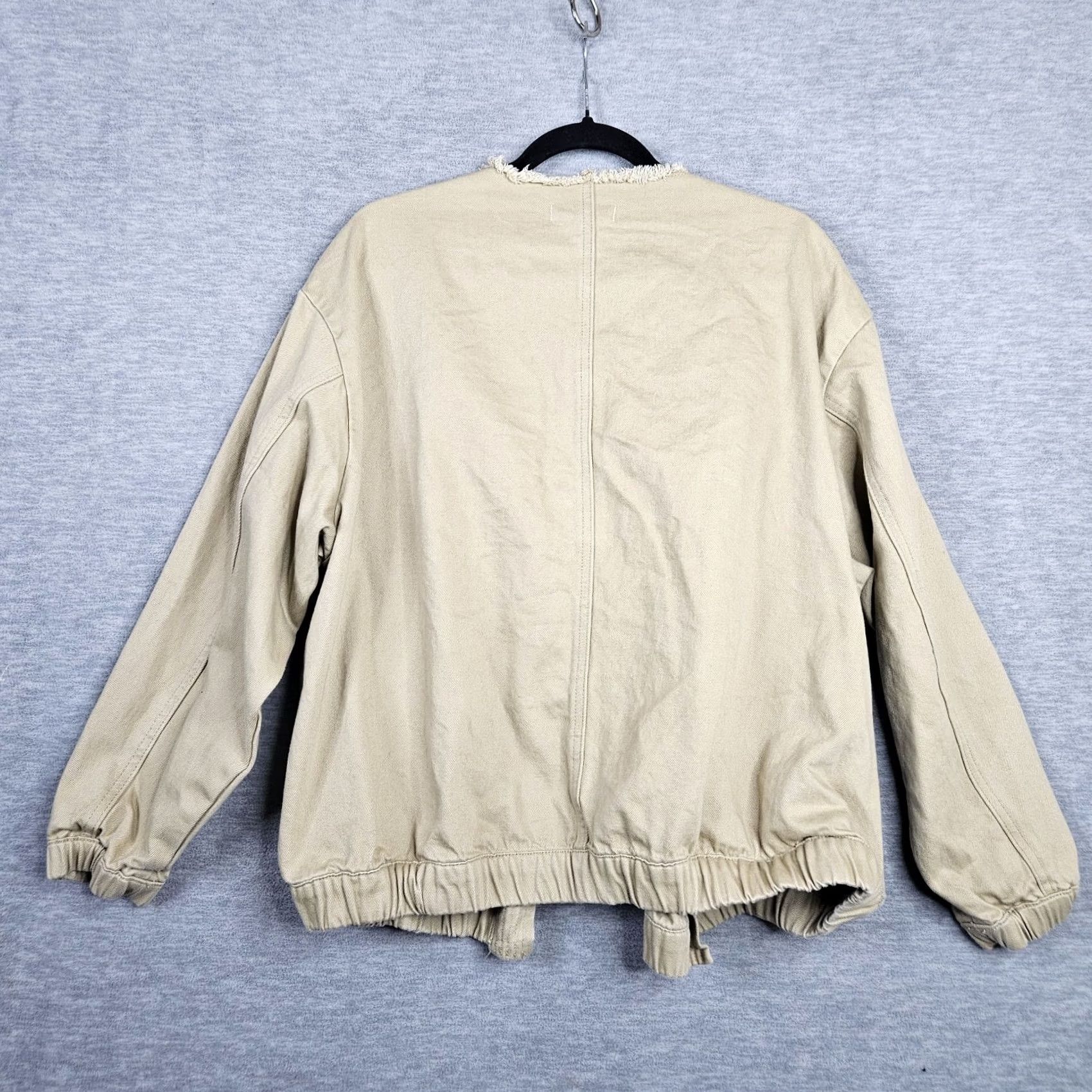 Denime Grade & Gather Jacket Women Open Front Beige Denim L Regular Size Beige Denim Jacket Size L / US 10 / IT 46 - 2 Thumbnail