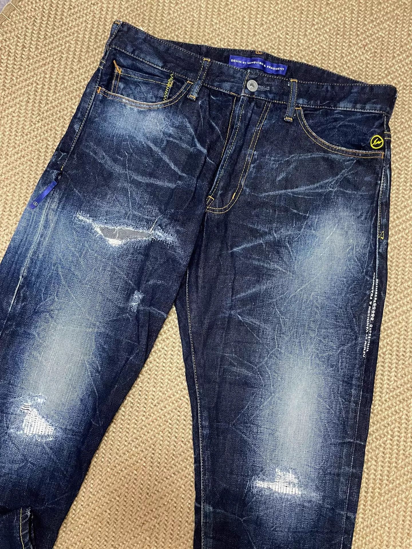 Fragment Design FRAGMENT x VANQUISH 9/10 Denim Distressed w/Rhinestones Size US 32 / EU 48 - 7 Thumbnail