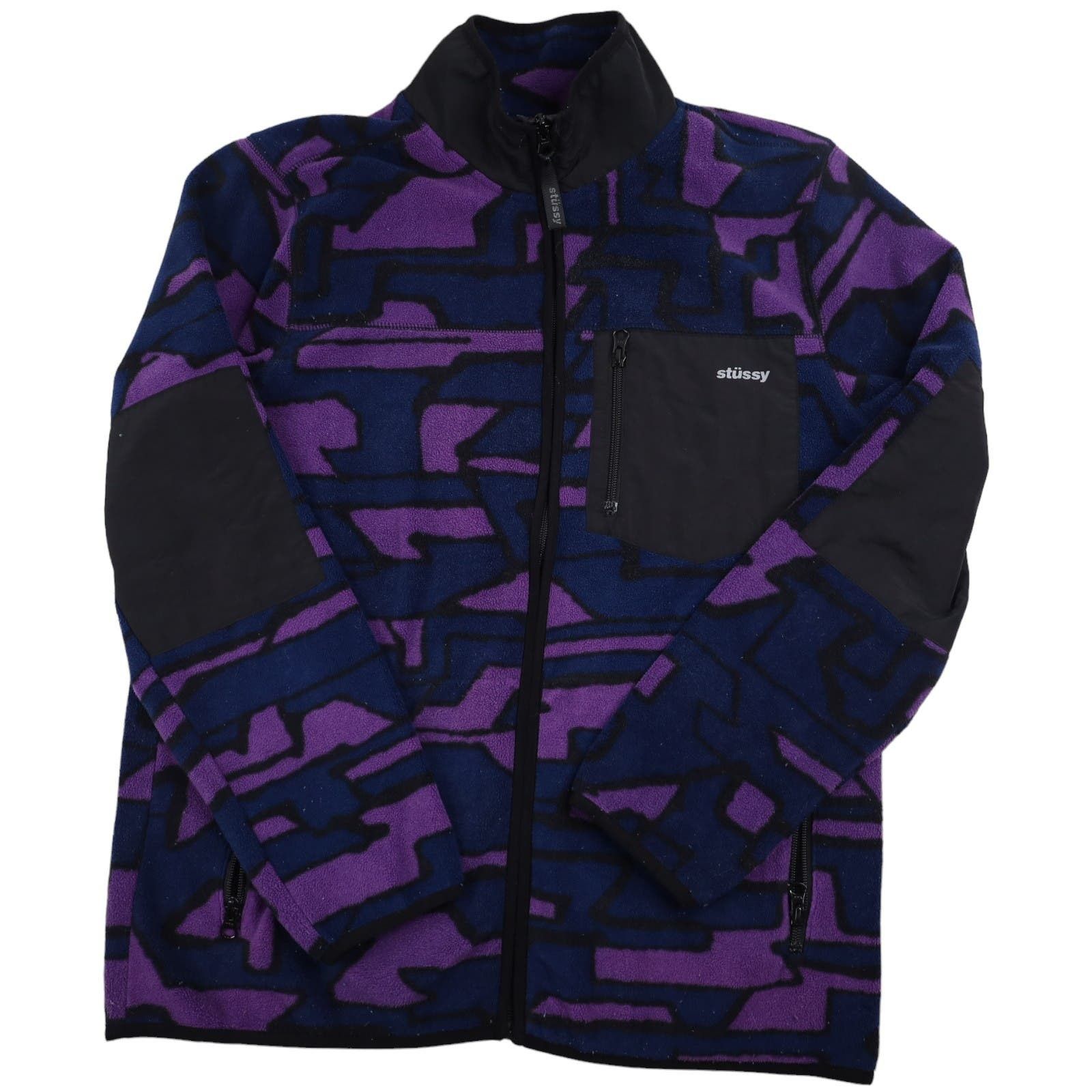 image of Stussy Purple Camo Fleece Jacket, Men's (Size Small)