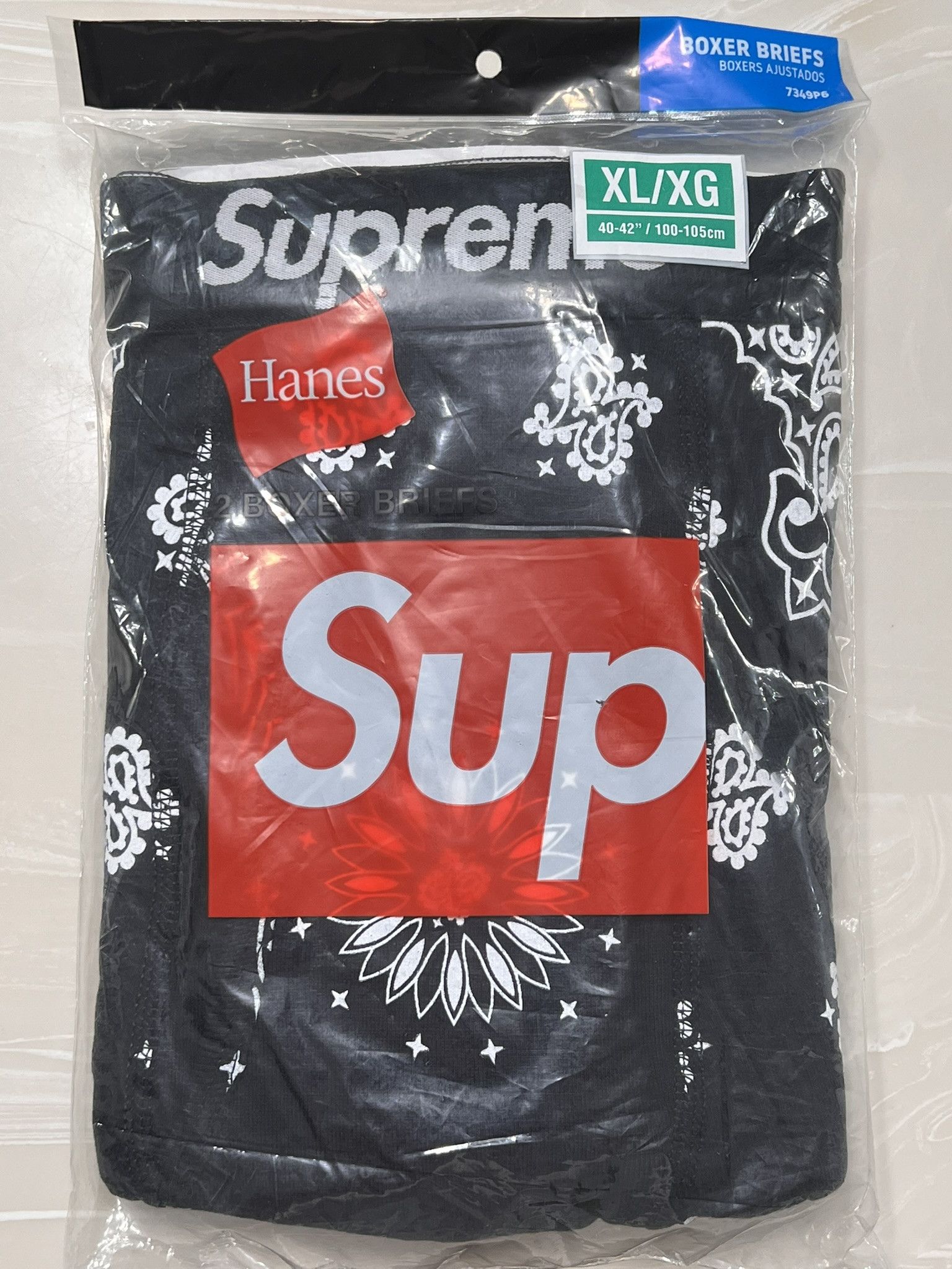 Supreme NEW SUPREME Hanes Bandana Boxer Briefs 2Pcs Paisley Black XL Size 38 - 2 Thumbnail