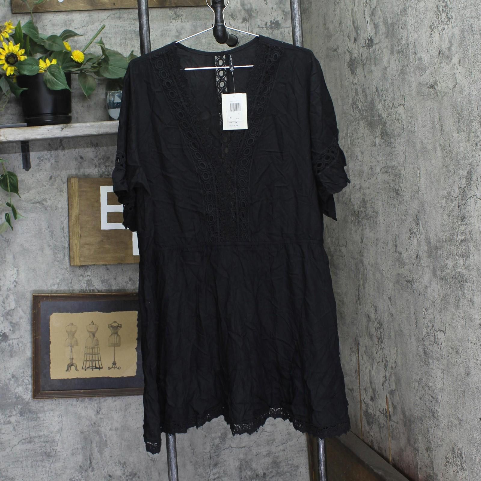 Other Raviya Plus Size Lace-inset Mini Cover Up 76399x Black 0x Size ONE SIZE - 1 Thumbnail