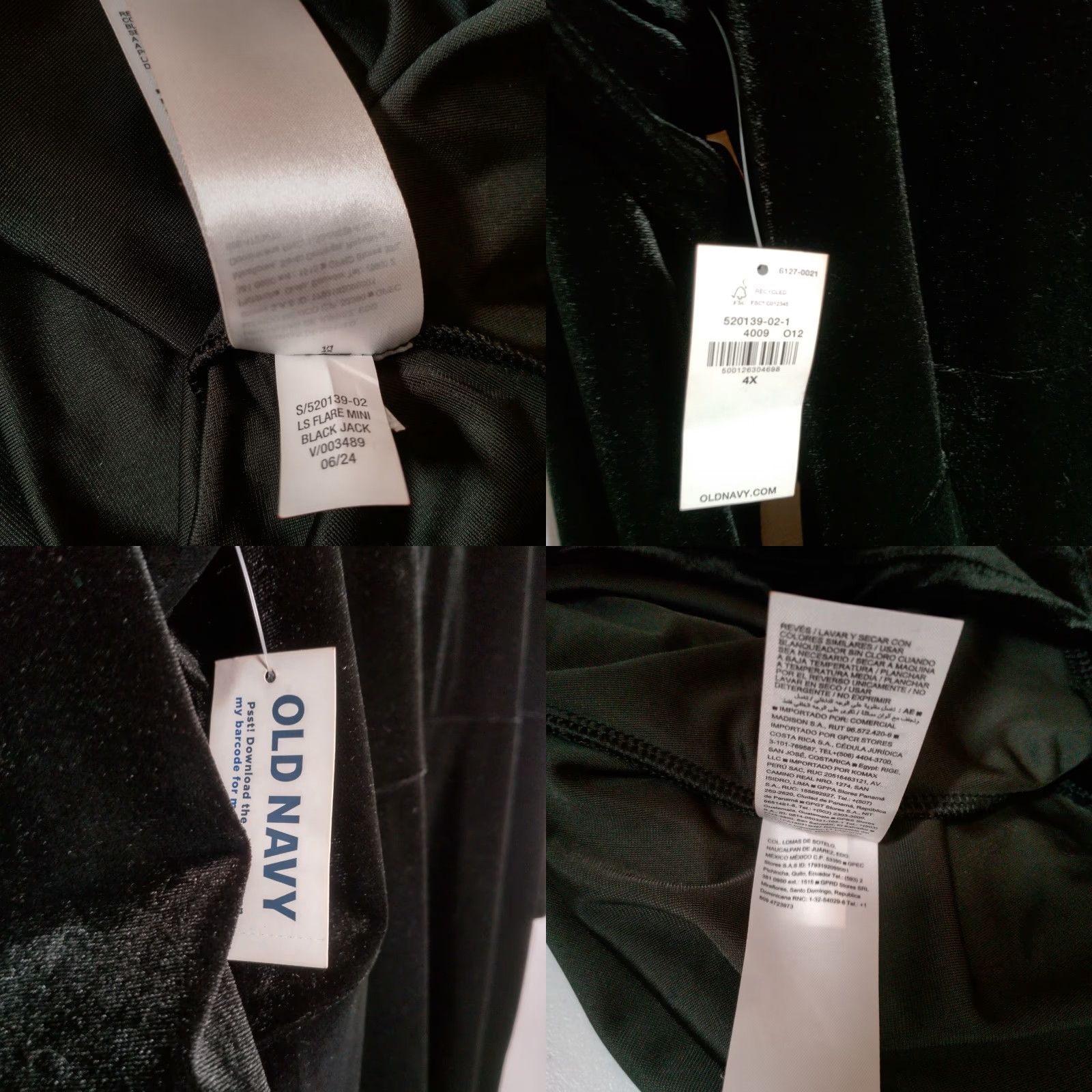 Old Navy VINTAGE Old Navy Dress Plus Size 4X Flare Mini Black Jack Velour Long Sleeve New Size XXL / US 16-18 / IT 52-54 - 9 Thumbnail