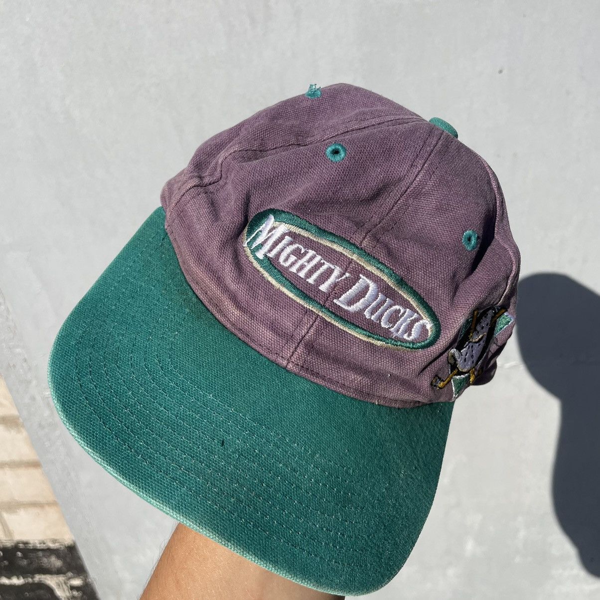 NHL × Vintage 90s BOXY LOGO BAGGY Vintage Mighty Ducks Anaheim Cap NHL hat Size ONE SIZE - 2 Thumbnail
