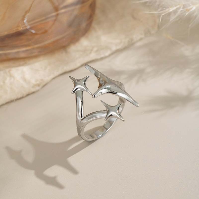 Japanese Brand Retro gothic punk adjustable triple star ring Size ONE SIZE - 3 Thumbnail
