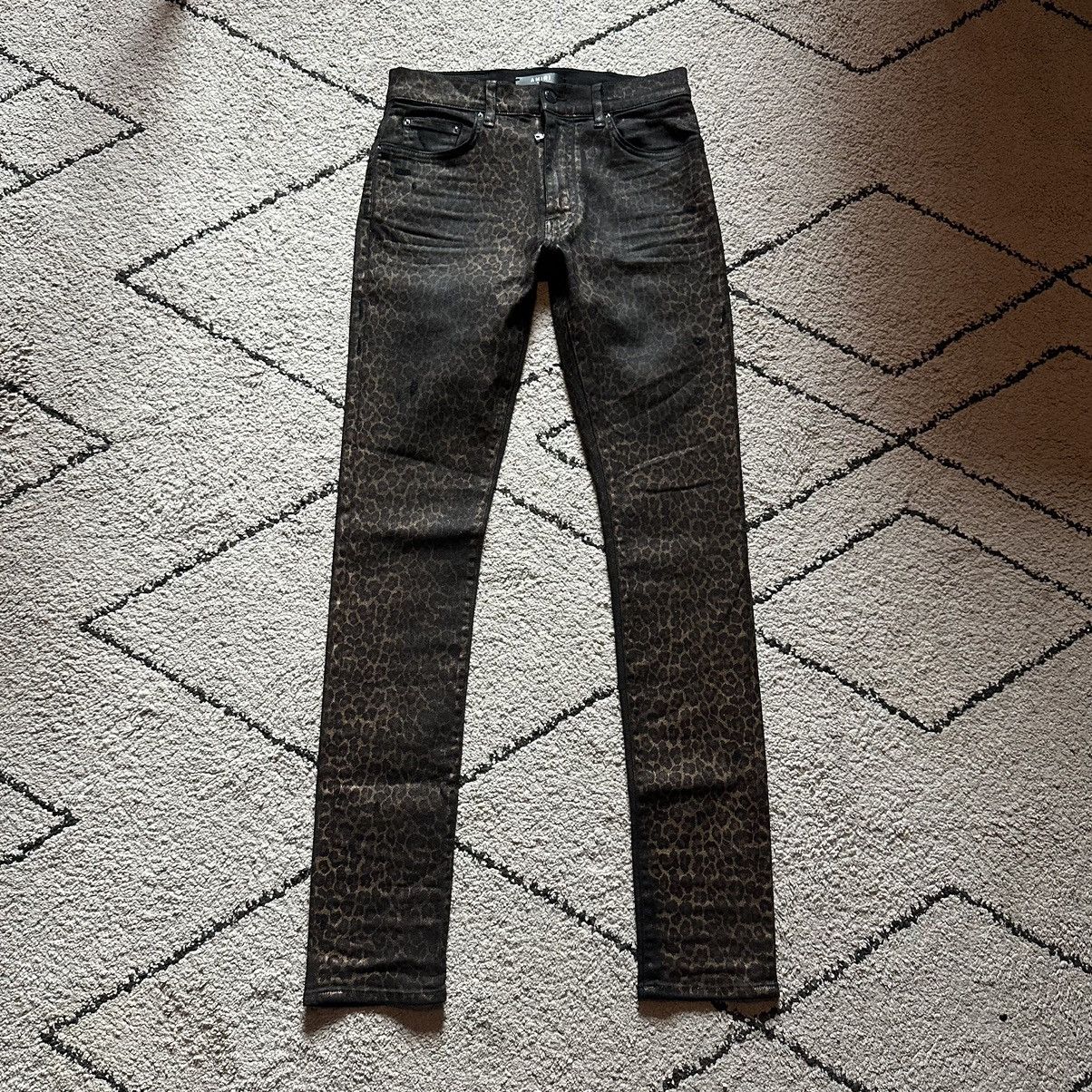 Amiri Amiri 2018 Runway Cheetah Print Coated Denim Size US 31 - 1 Thumbnail