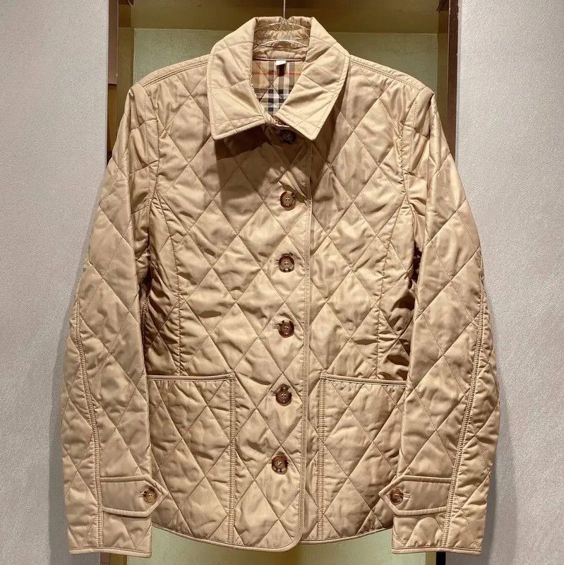 Burberry Burberry Quilted Beige Cotton Women's Jacket Size L / US 10 / IT 46 - 1 Thumbnail