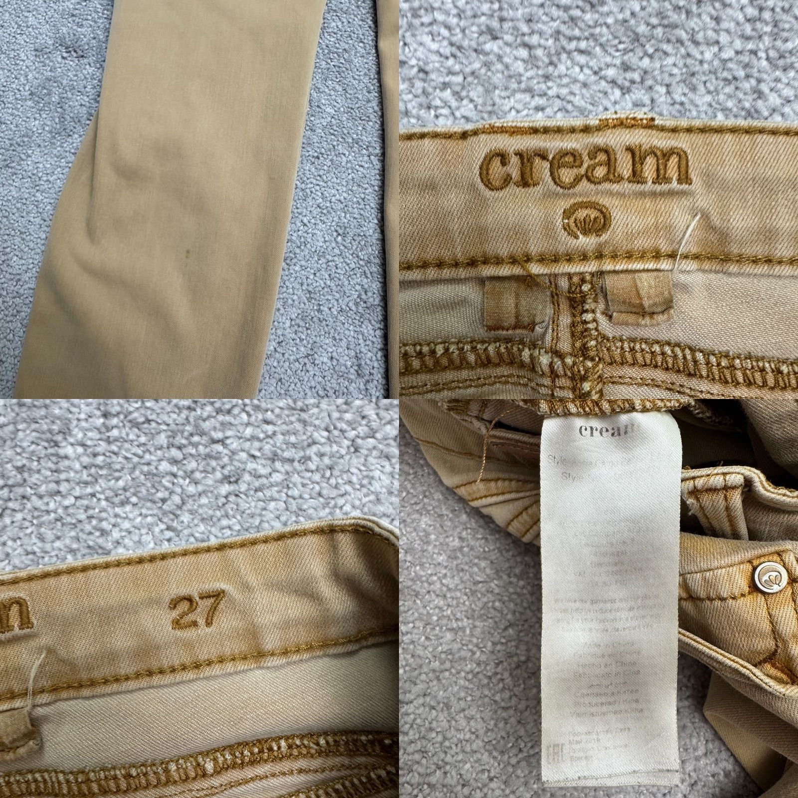 Vintage Cream Jeans Womens Skinny Cargo Denim 27 Tan Brown High Rise Stretch Pocket City Streetwear Vintage No Size 27" / US 4 / IT 40 - 8 Thumbnail