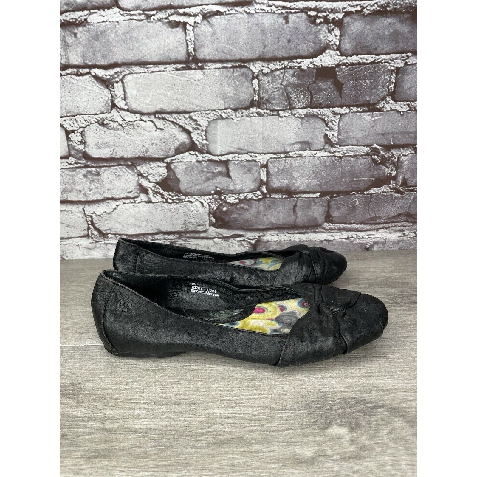 Born Born Lily W32114 Black Leather Vamp Accented Knot Ballet Fla Size US 8 / IT 38 - 9 Thumbnail