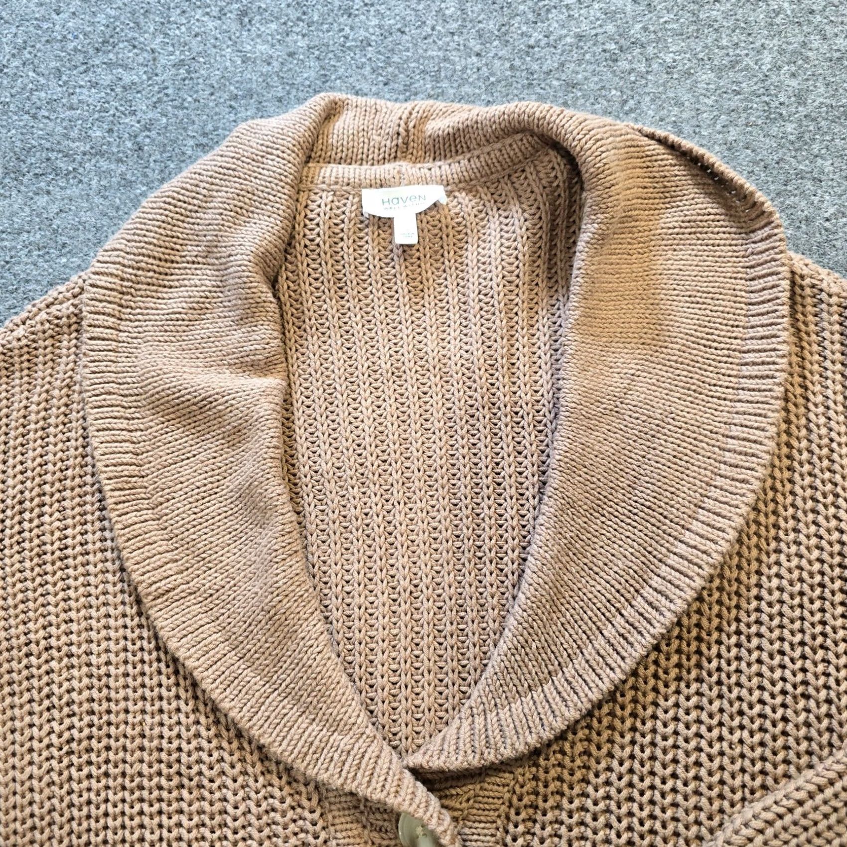 Vintage Haven Sweater Cardigan Women Large Brown Chunky Knit Pockets Capsule Casual Knitwear Winter Fall Spring Size L / US 10 / IT 46 - 2 Thumbnail