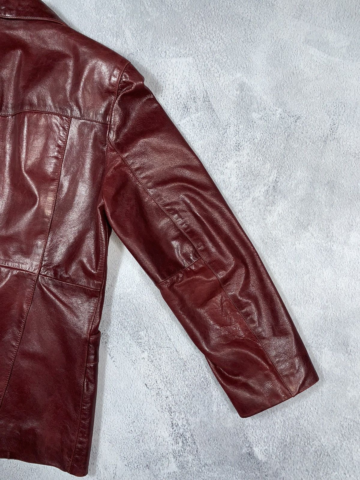 Leather × Vintage Vintage 90s Opium Elongated Leather blazer Jacket size M Size M / US 6-8 / IT 42-44 - 11 Thumbnail