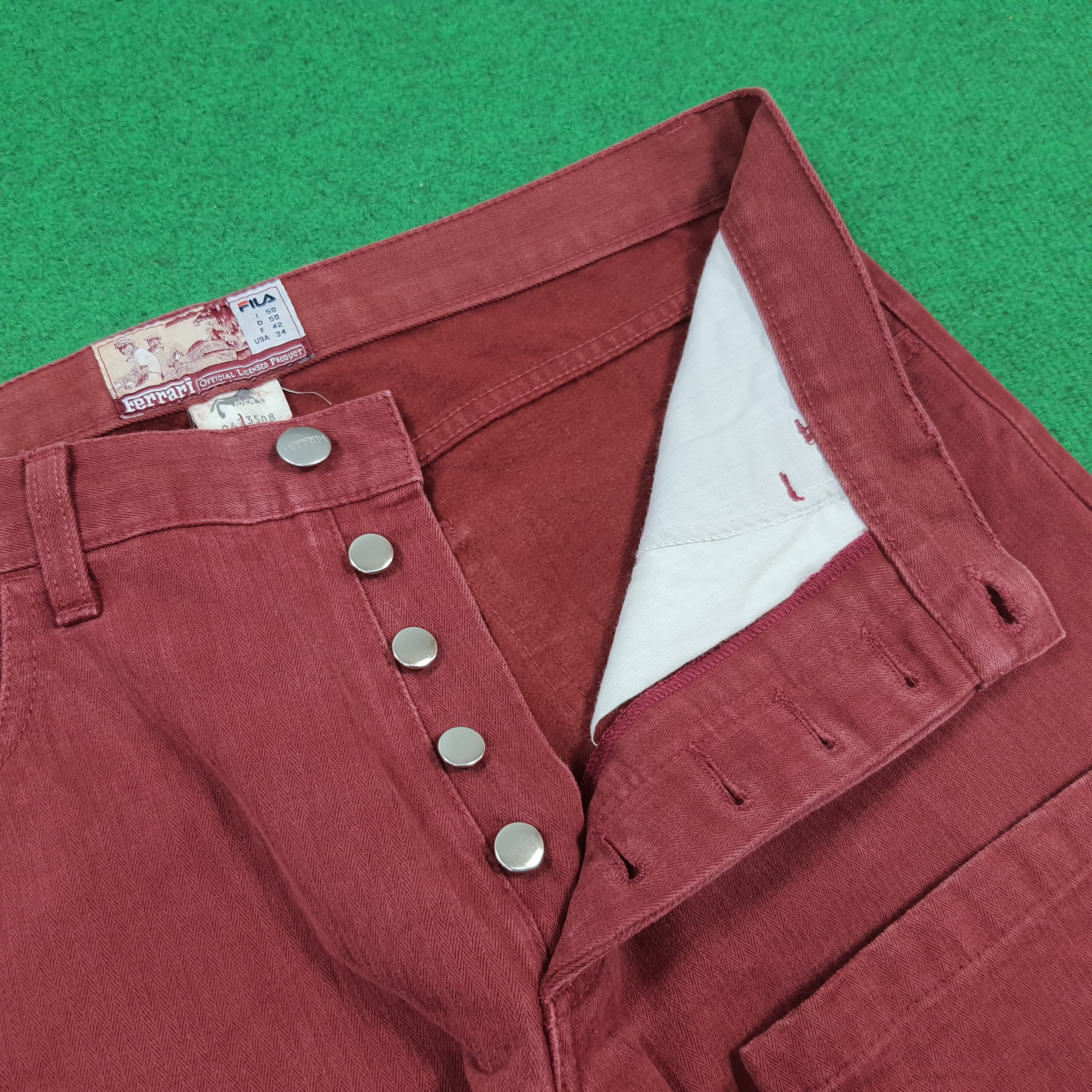 Ferrari Vintage Rare FERRARI x FILA Red Denim Pants Italy C297N8 Size US 31 - 6 Thumbnail