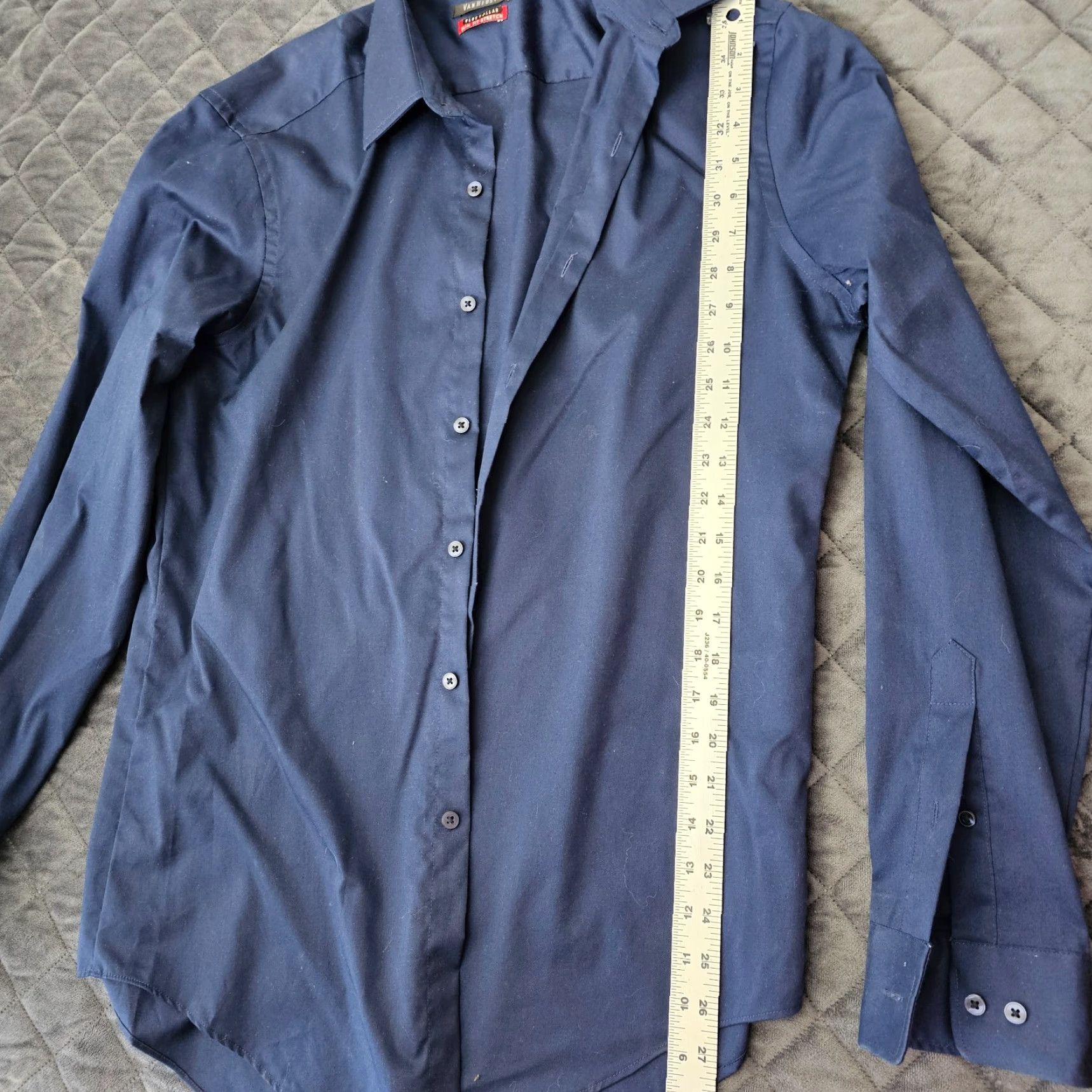 Van Heusen VAN HEUSEN Dress Shirt Slim Fit Long Sleeve Blue 15.5 34/35 Men’s Regular Size Cotton Blend Shirts Size 42R - 3 Thumbnail
