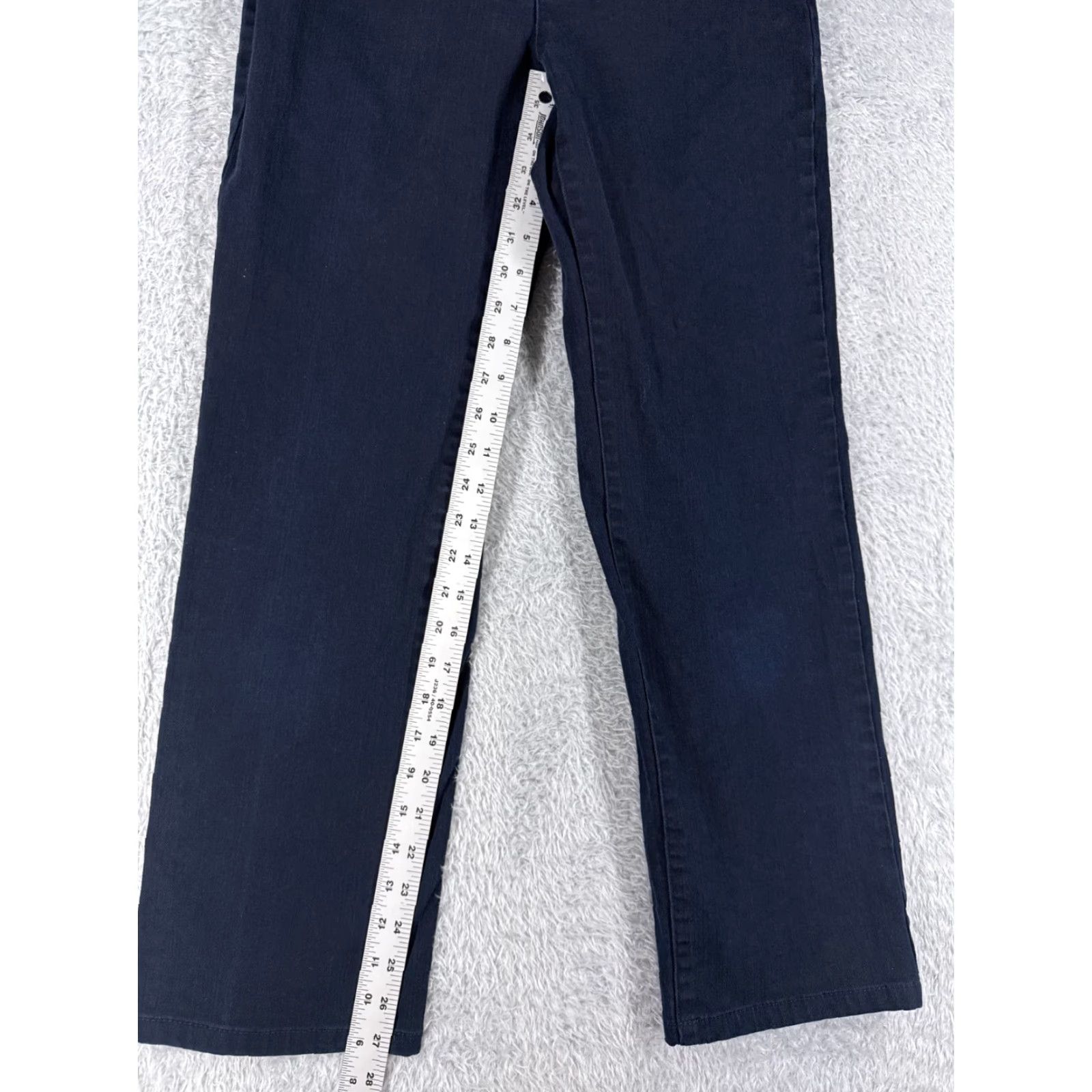Talbots Talbots Jeans Womens 2 Blue Denim Straight Leg Dark Wash Mid Rise 24x27 5-Pocket Logo Embroidered Button Cotton Stretch Regular Size 26" / US 2 / IT 38 - 7 Thumbnail