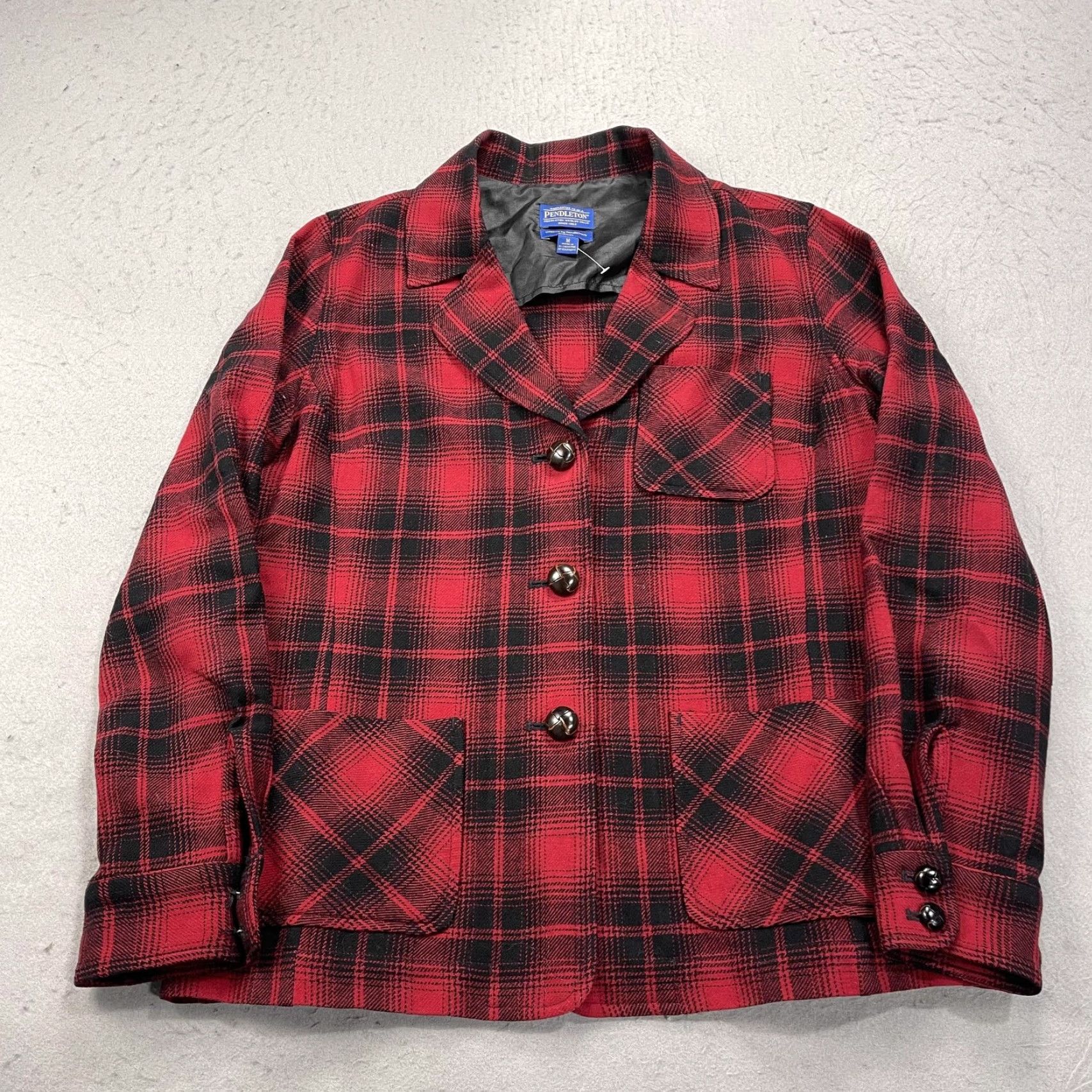 Pendleton VINTAGE Pendleton Jacket Womens M Red Plaid 100% Wool Button Front Lined Flannel Size M / US 6-8 / IT 42-44 - 2 Thumbnail
