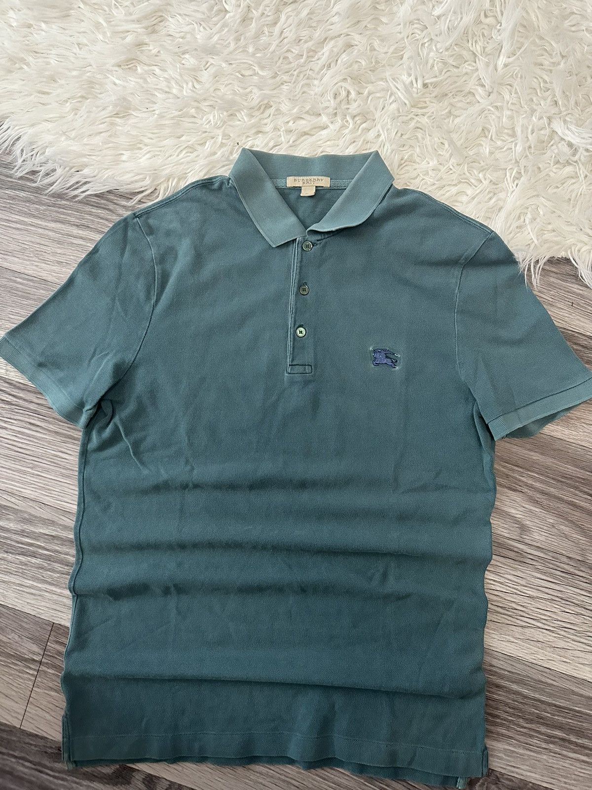 Burberry Burberry Vintage Green Metal Logo Polo T shirt luxury rare Size US M / EU 48-50 / 2 - 2 Thumbnail