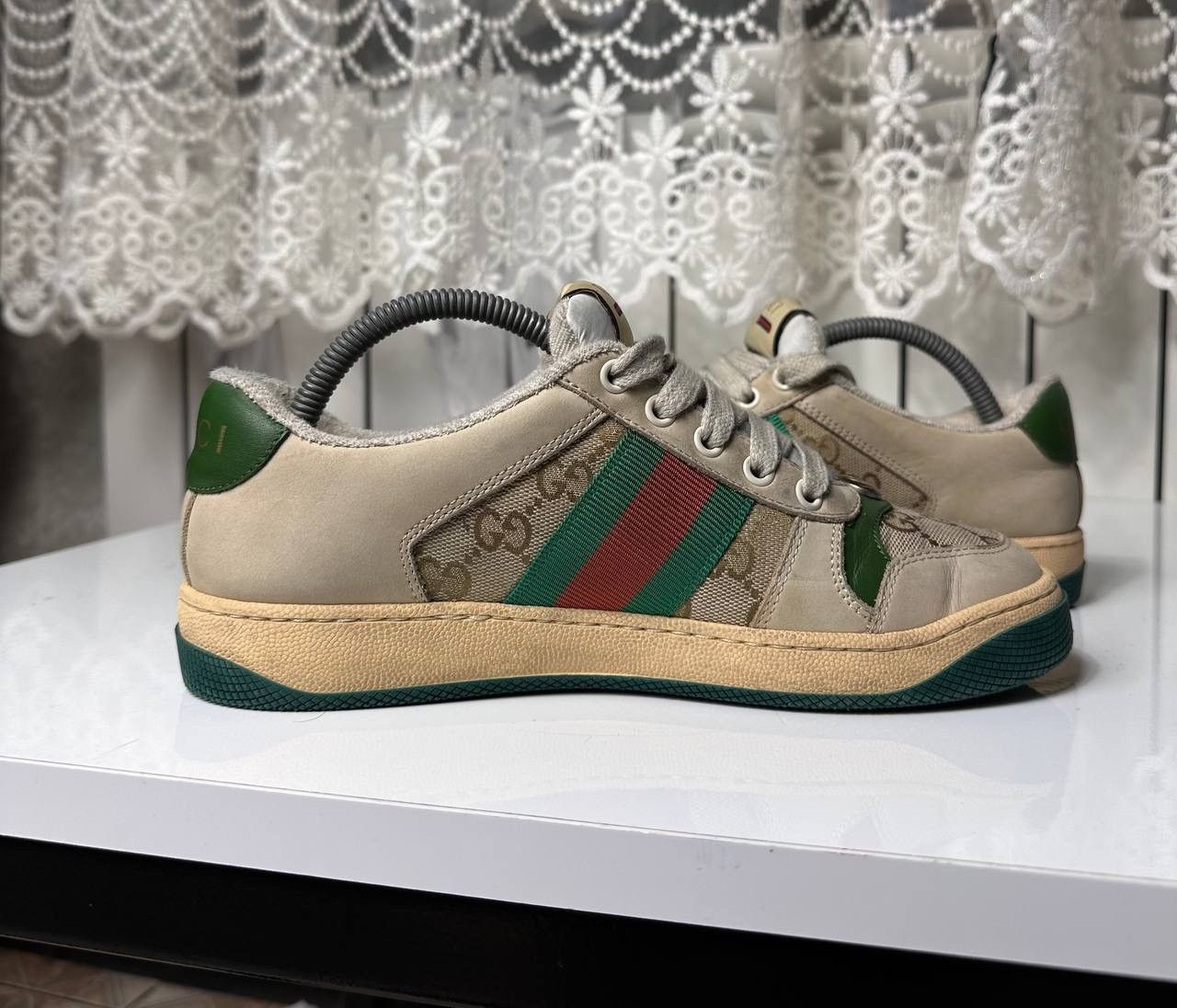 Gucci Gucci Screener Leather GG Canvas Double G Logo Sneakers Size US 5.5 / IT 35.5 - 14 Thumbnail