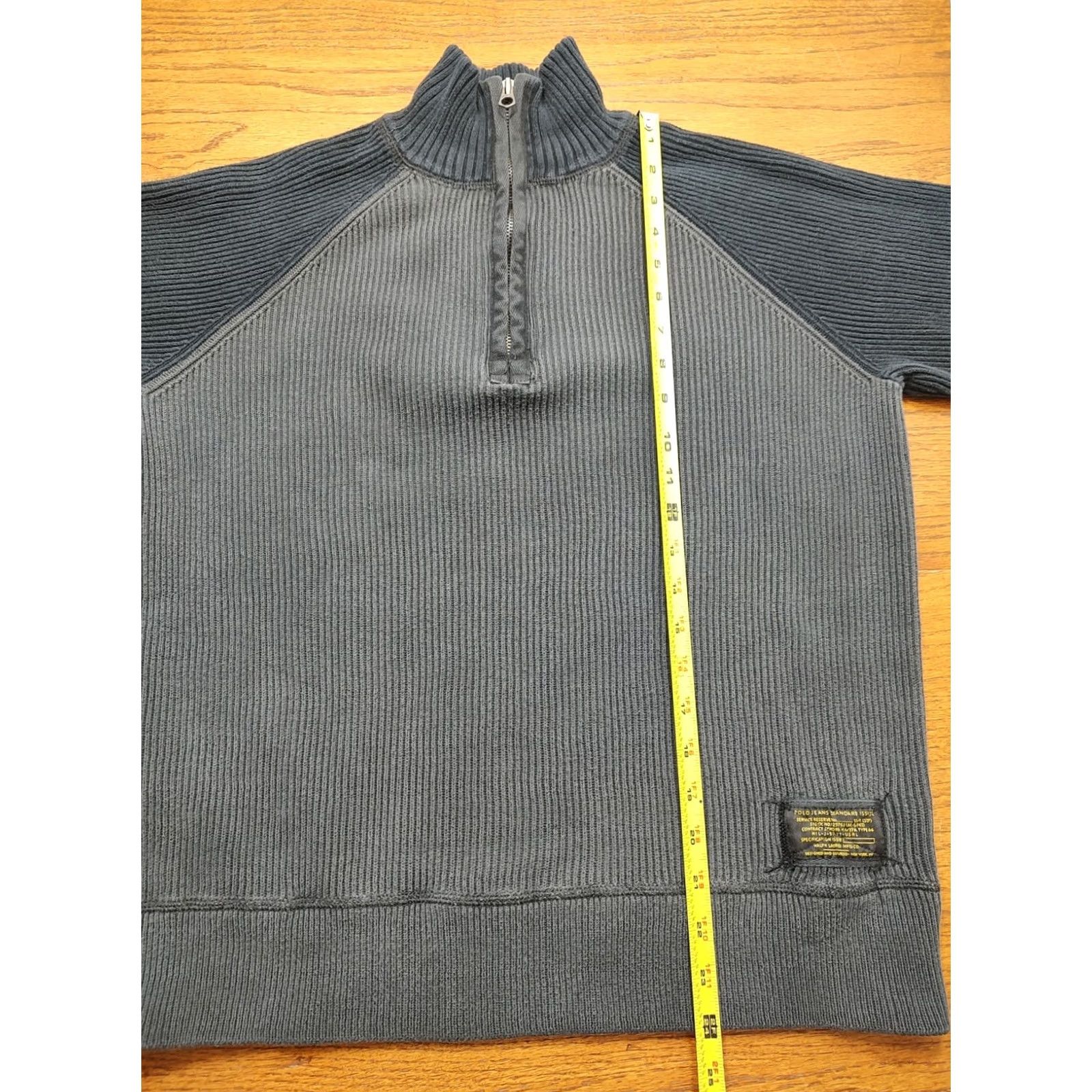 Polo Ralph Lauren VINTAGE Polo Ralph Lauren Sweater M Gray Ribbed 1/4 Zip Standard Issue Military Style Pullover Mens Size US M / EU 48-50 / 2 - 5 Thumbnail