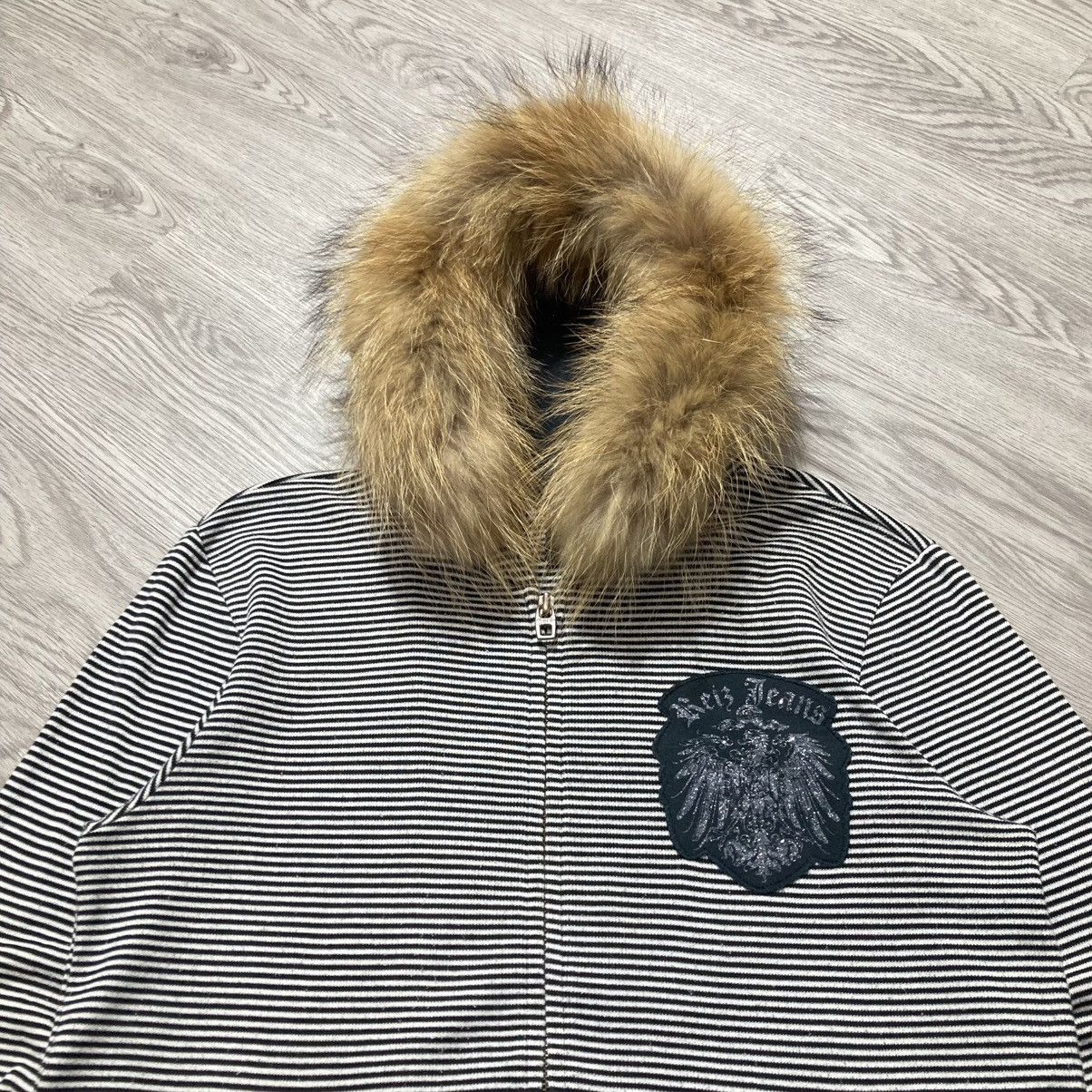 20471120 2000s Reiz Jeans Poem Striped Fur Ziphoodie Punk Lgb Style Size US M / EU 48-50 / 2 - 3 Thumbnail