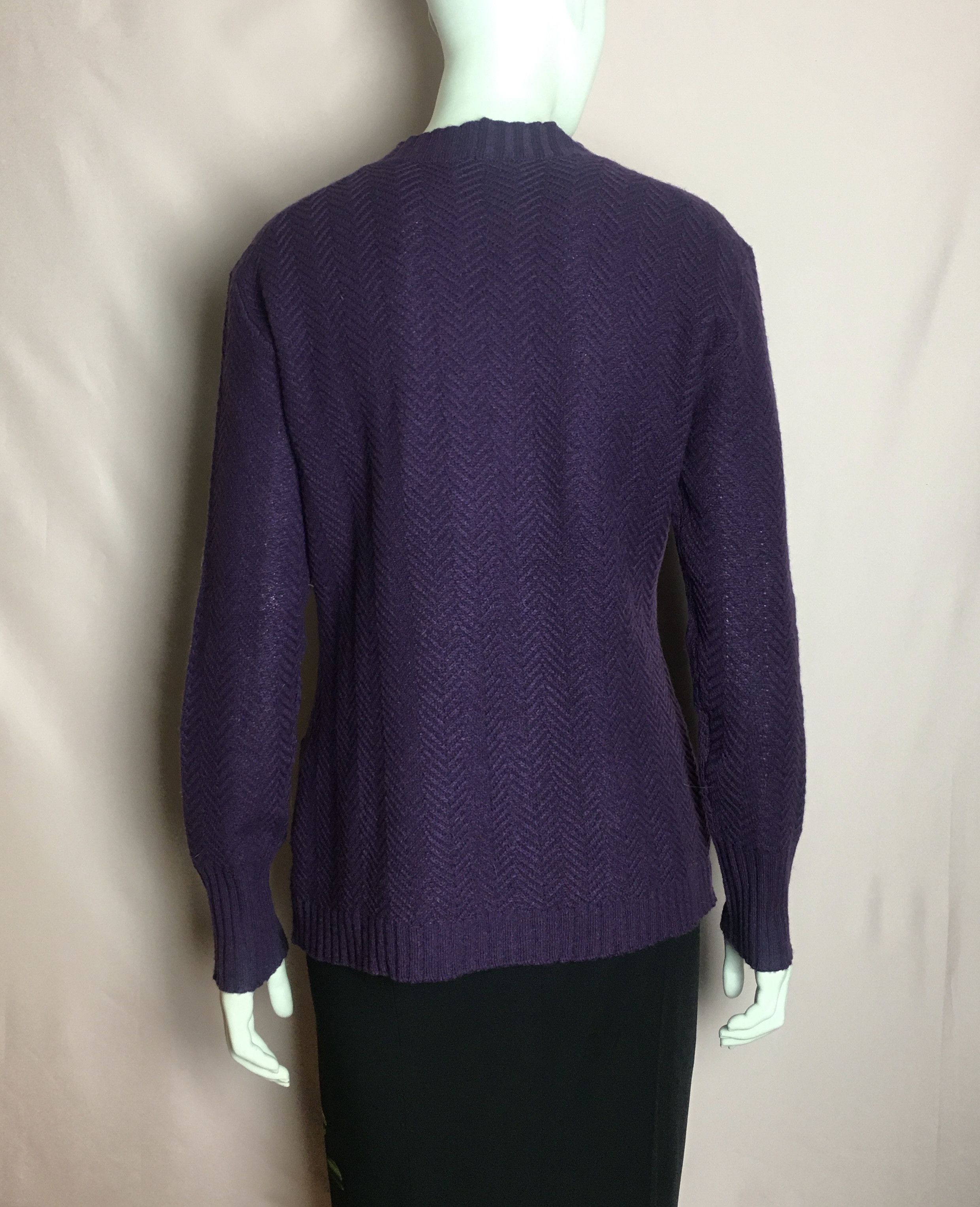 Etro ETRO Cashmere Wool Silk Cable Knit Cardigan Violet IT44 Size M / US 6-8 / IT 42-44 - 3 Thumbnail