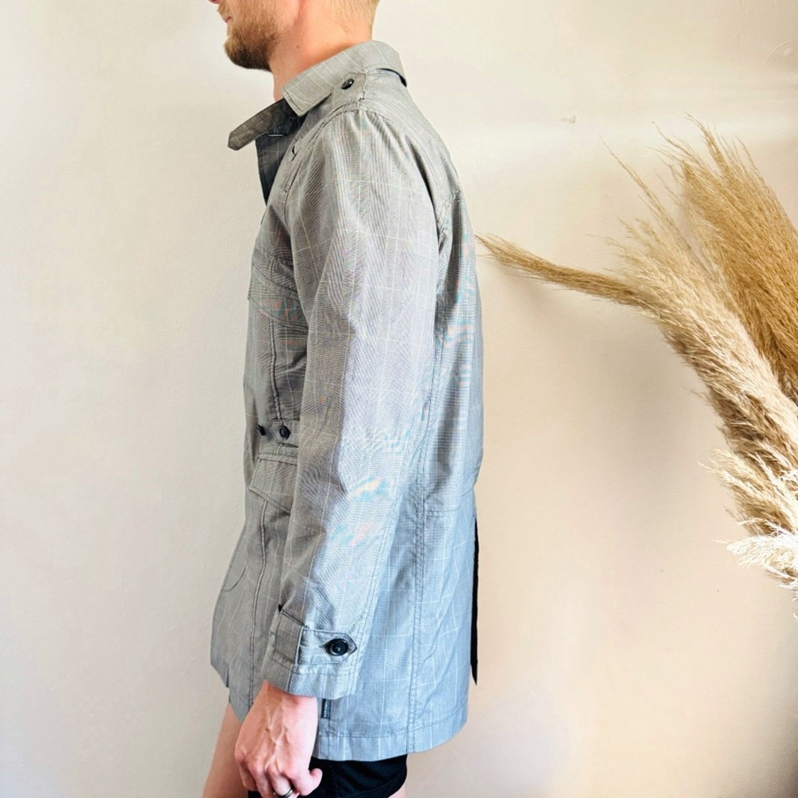 Five Four FIVE FOUR Grey Gray White Print Button Utility Jacket Coat S Size US S / EU 44-46 / 1 - 4 Thumbnail