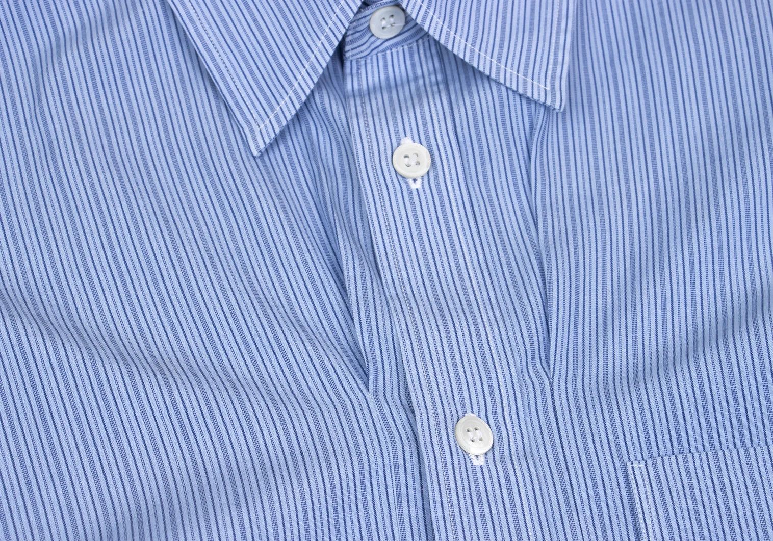 Comme des Garcons Homme Plus Cotton Stripe Shirt in Light Blue and Navy, Size M Size US M / EU 48-50 / 2 - 7 Thumbnail