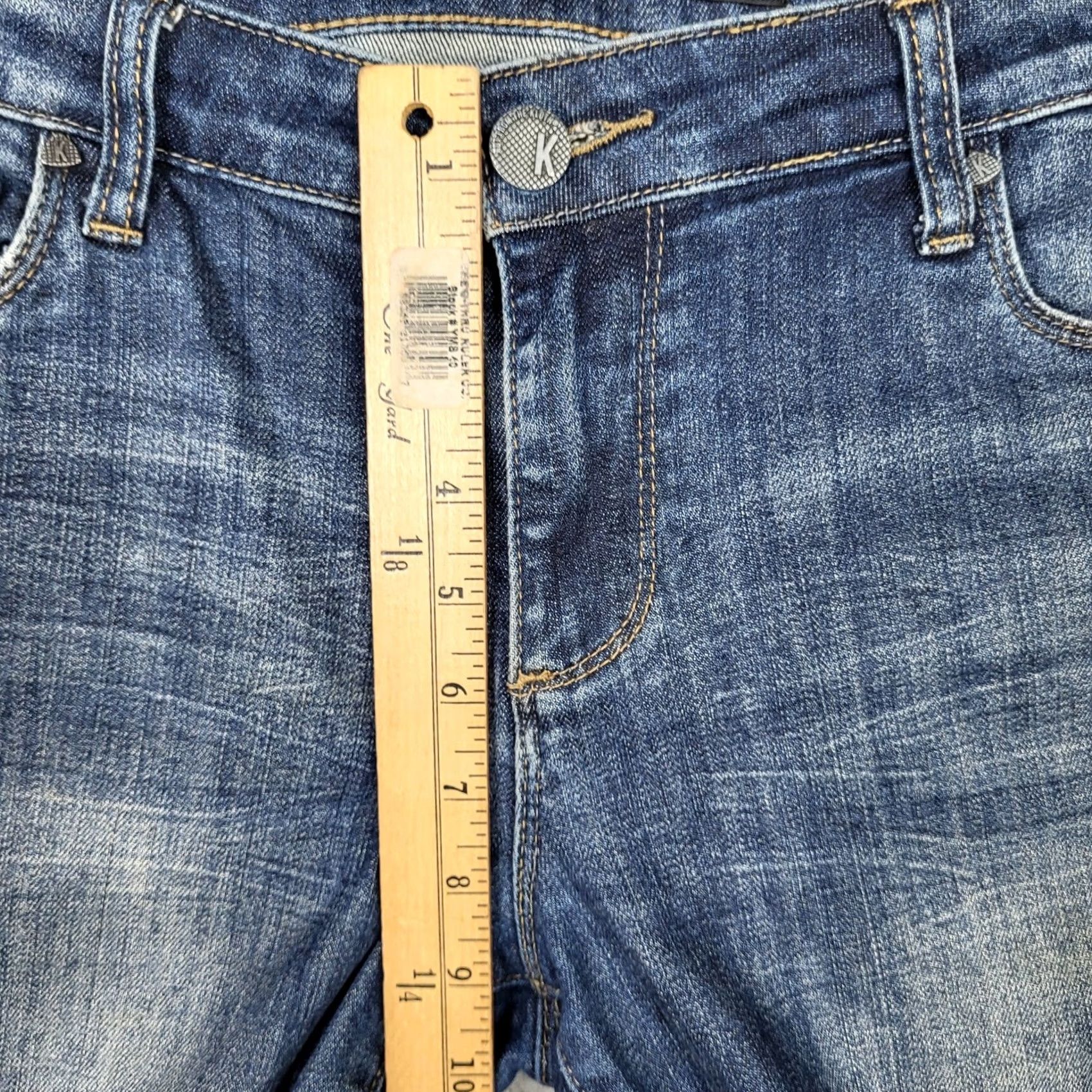 Vintage KUT from the Kloth Jeans Straight Distressed Mid Rise Blue Cotton/Spandex Size 6 Womens Pants Size 28" / US 6 / IT 42 - 6 Thumbnail