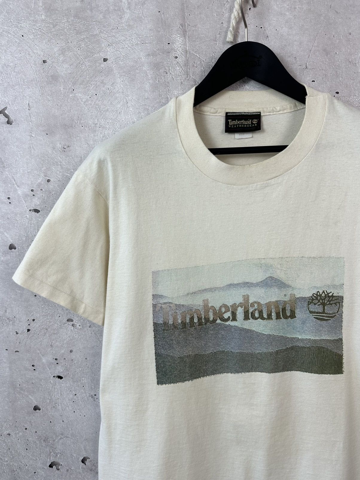 Timberland Vintage Timberland Made in USA Beige Short Sleeve Tee Size US M / EU 48-50 / 2 - 2 Thumbnail