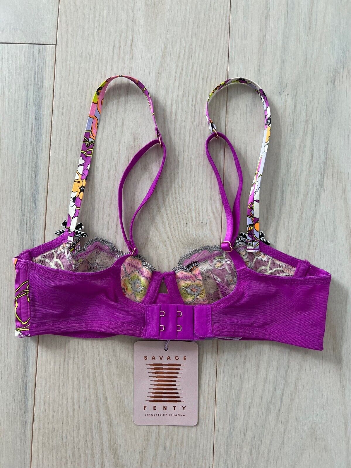 Fenty Savage x Fenty Rihanna Mod Poppy Balconette Bra Purple 30B Size ONE SIZE - 3 Thumbnail