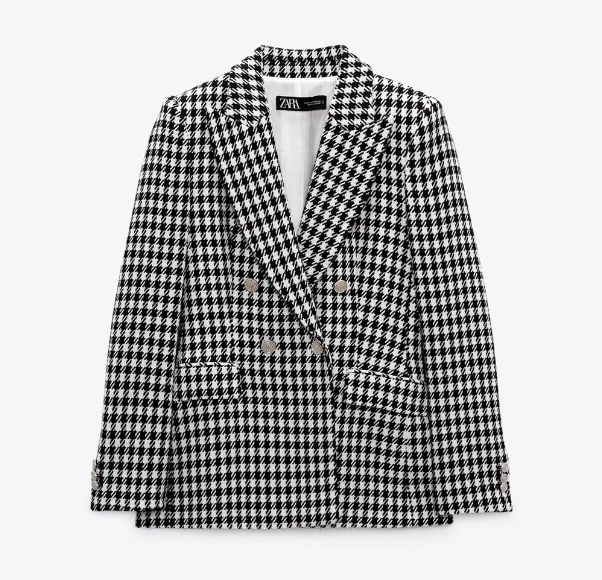Zara Zara houndstooth double breasted blazer jacket M Size M / US 6-8 / IT 42-44 - 3 Thumbnail