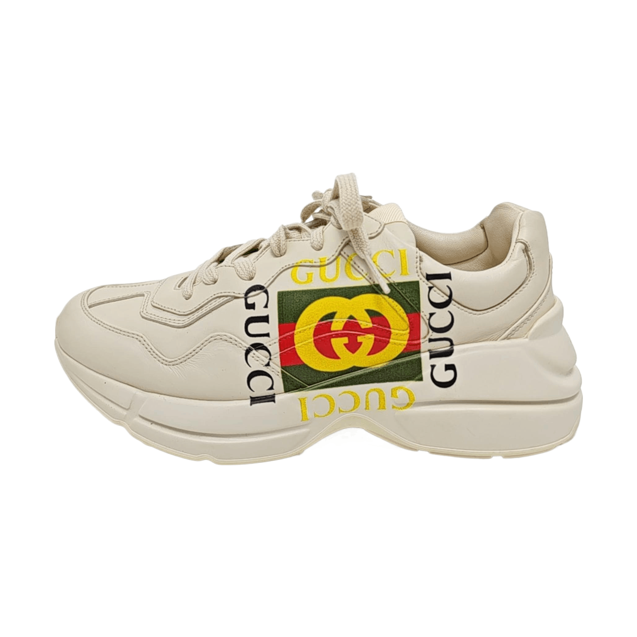 Gucci Gucci Logo Print Leather Rhyton Sneakers UK 5.5 Size US 5.5 / EU 38 - 1 Thumbnail