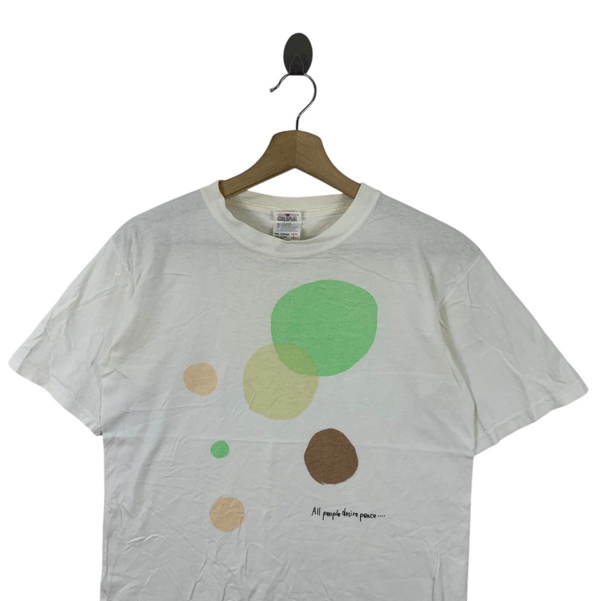 Vintage Vintage POP ART PAINTING All People Desire Peace Tee Shirt Size L / US 10 / IT 46 - 2 Thumbnail