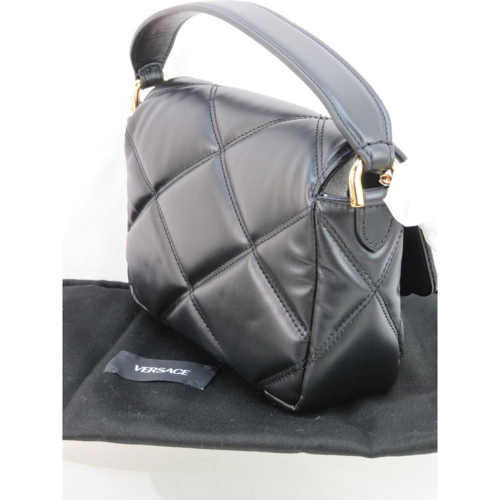 Versace VERSACE QUILTED BLACK LEATHER GOLD MEDUSA GOLD CHAIN BAG $2K Size ONE SIZE - 5 Thumbnail