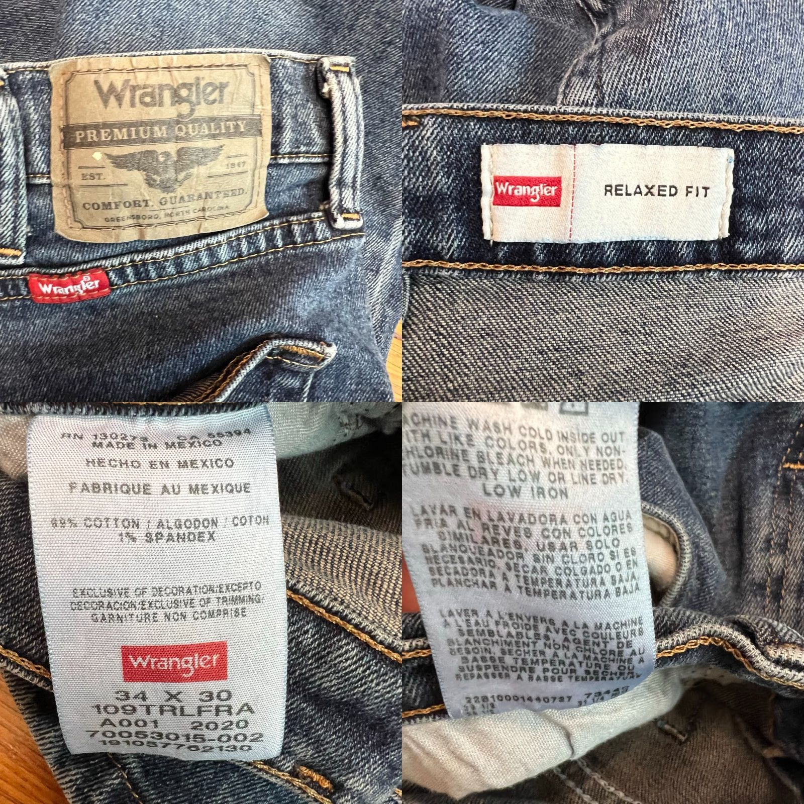 Wrangler Wrangler Jeans Relaxed Fit 34 Blue Straight Leg 34X30 Men Denim Wrangler Genuine 90s? Size US 34 / EU 50 - 8 Thumbnail