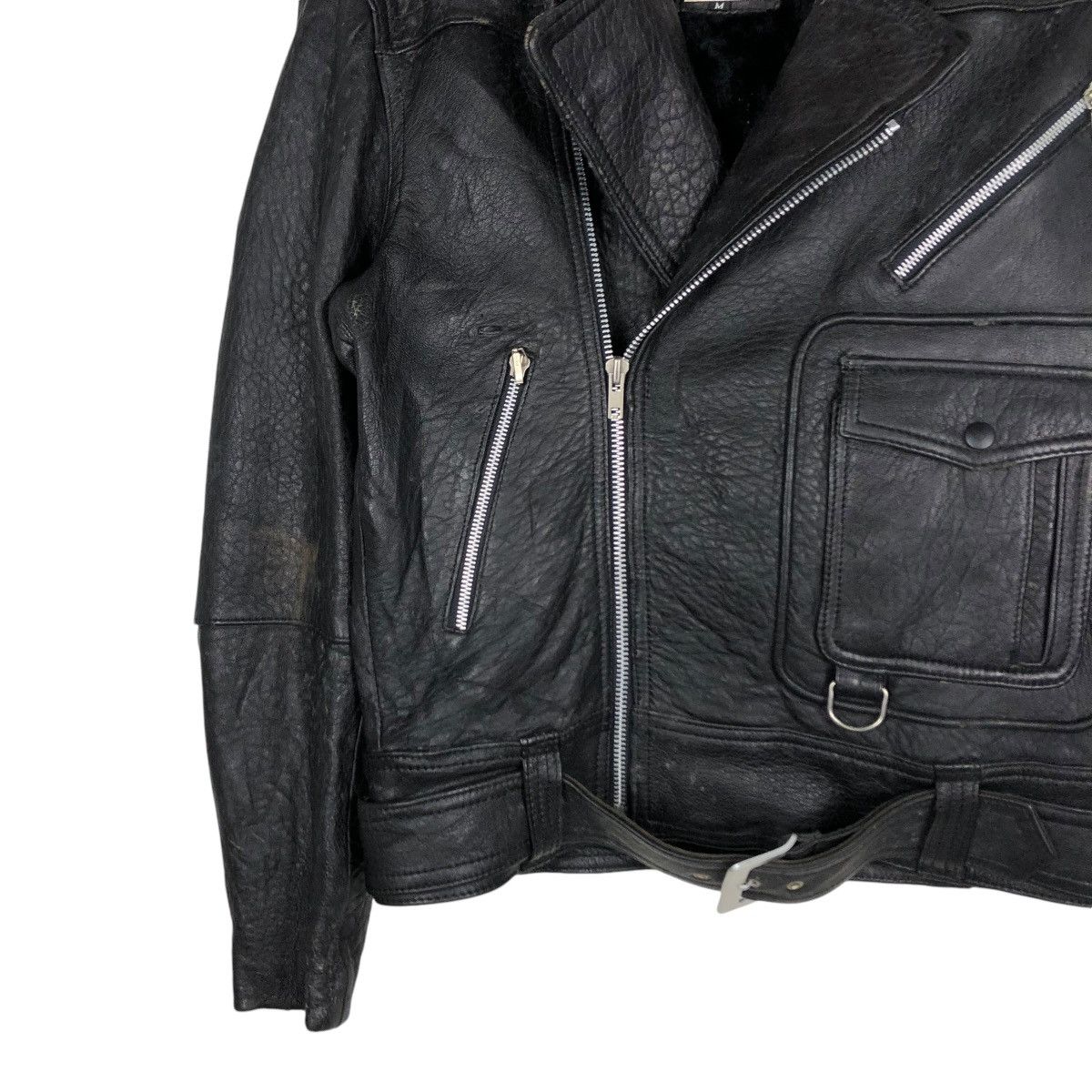 Japanese Brand 🔥VINTAGE BIKER LEATHER JACKET DOUBLE COLLAR U STATION Size US M / EU 48-50 / 2 - 5 Thumbnail