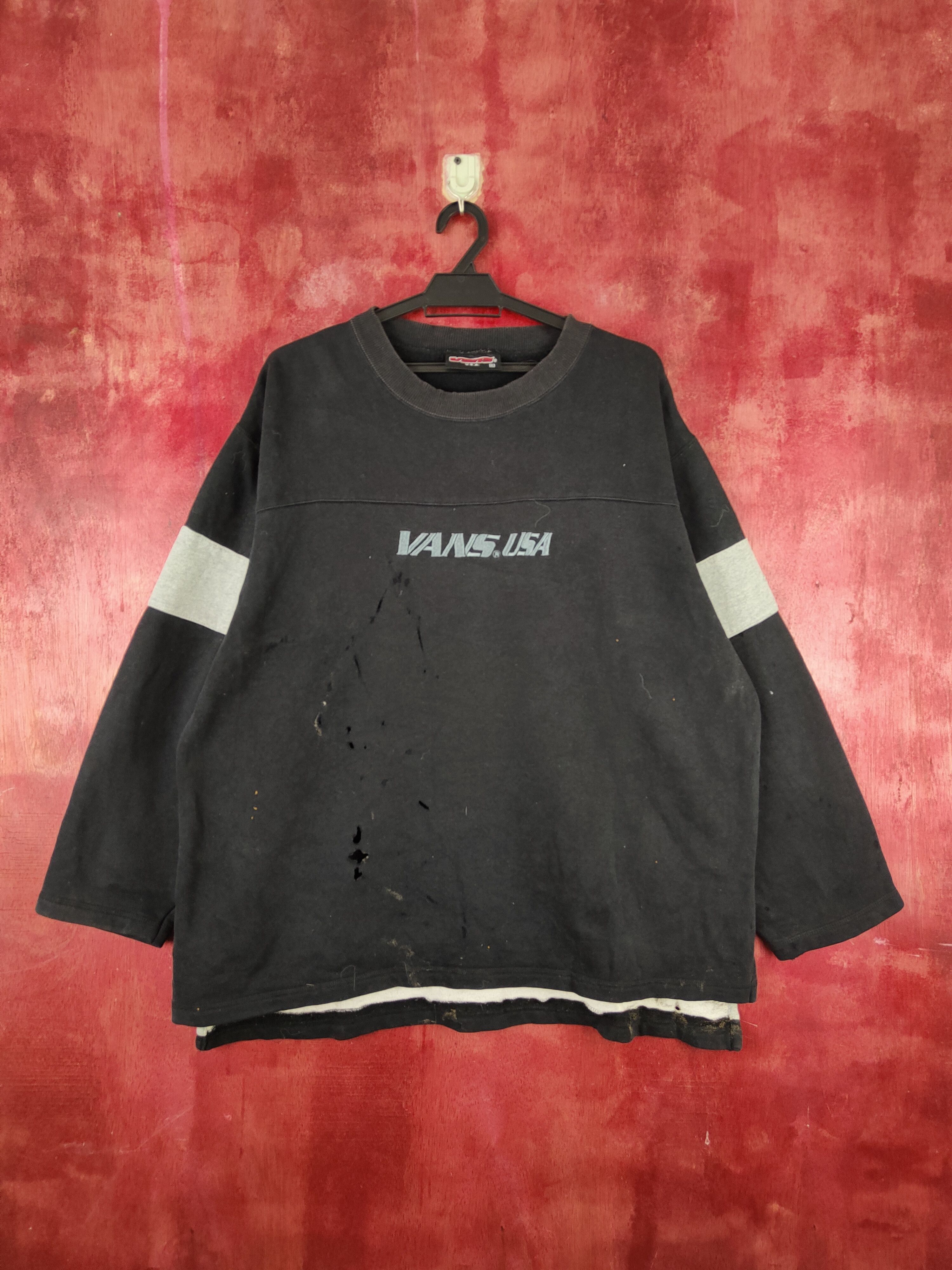 Japanese Brand × Vans × Vintage Vans Black ripped distressed vintage Sweatshirts #S2013 Size US XXL / EU 58 / 5 - 1 Thumbnail