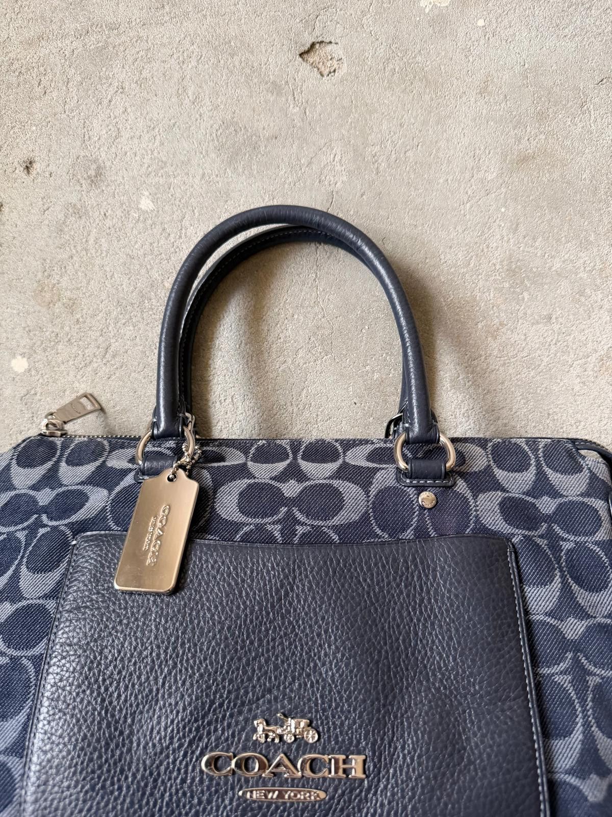 Coach Coach Signature Emma Denim Shoulder Bag Navy Size ONE SIZE - 3 Thumbnail