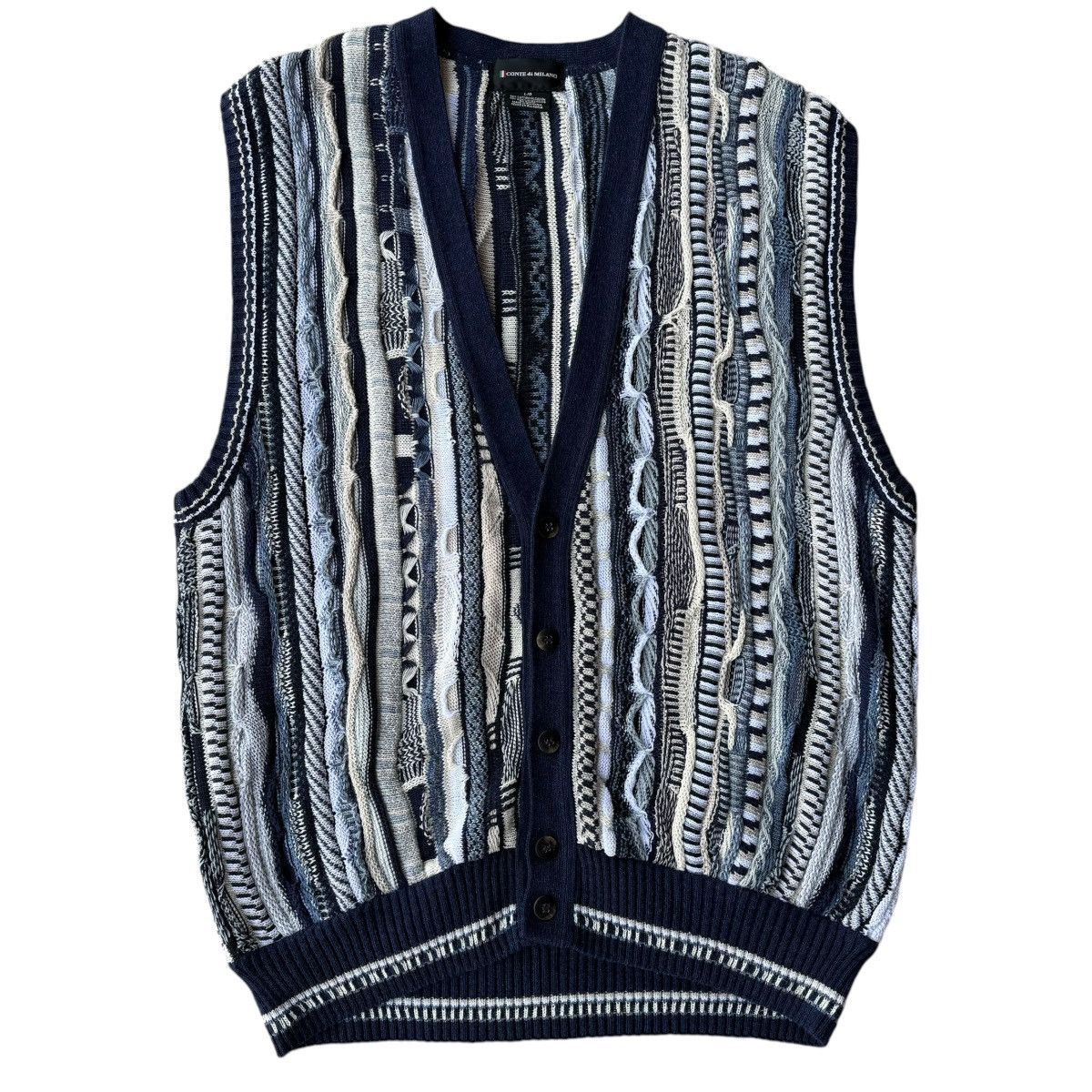 Coogi × Vintage Conte di Milano Vintage 3D Cable Knit Coogi 90s Vest Sweater Size US L / EU 52-54 / 3 - 6 Thumbnail