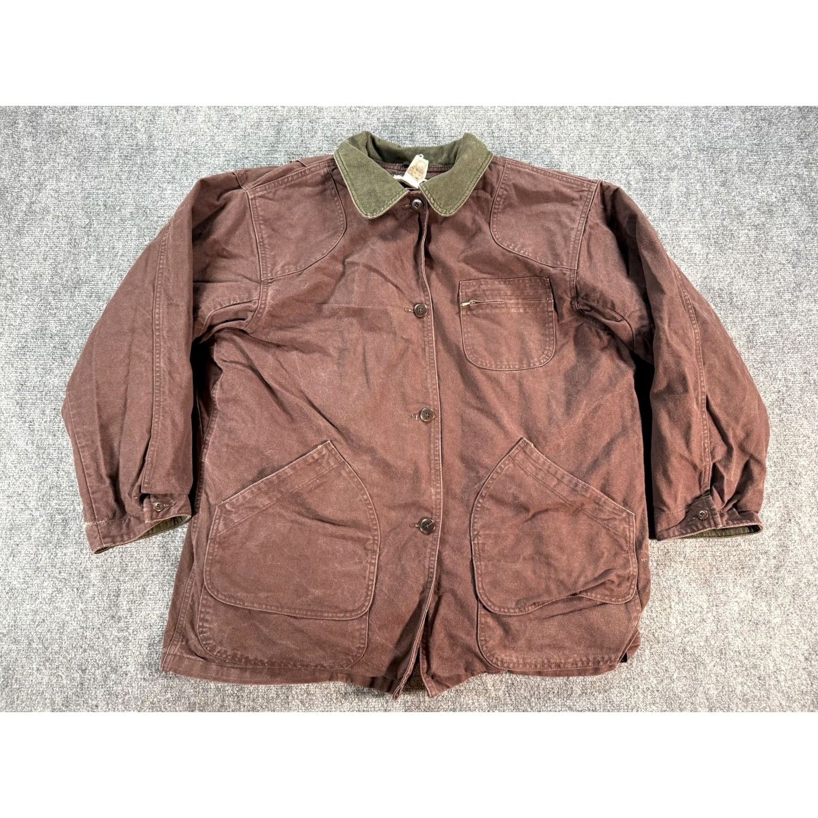 Vintage Vintage Barn Coat Mens XL Brown Jacket Corduroy Collar Plaid Lined 90s Hunting Jacket Overcoat Size US XL / EU 56 / 4 - 2 Thumbnail