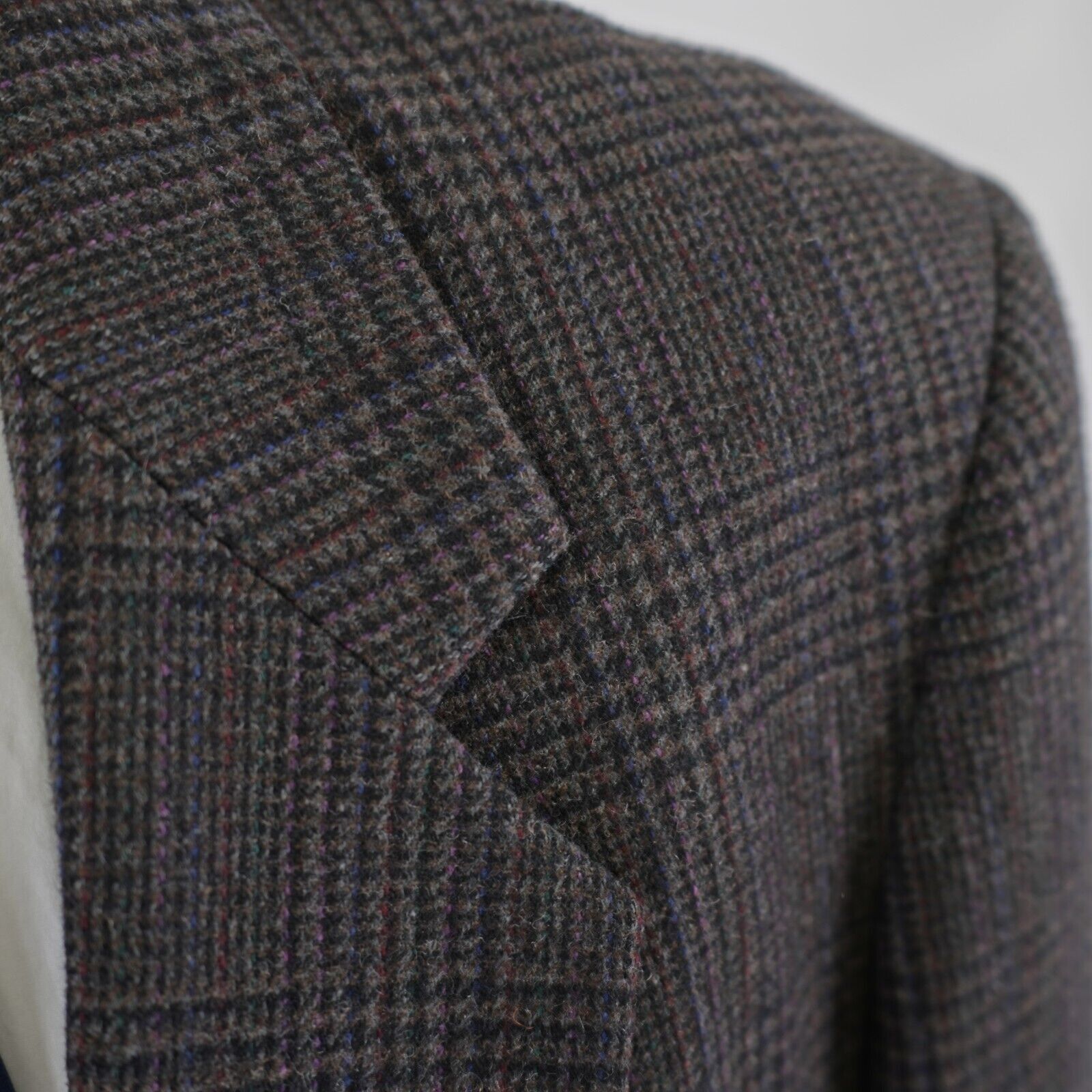 Haggar Haggar Tweed Wool Brown Glen Plaid Sport Coat 42L W/ Multi-C Size 42L - 2 Thumbnail