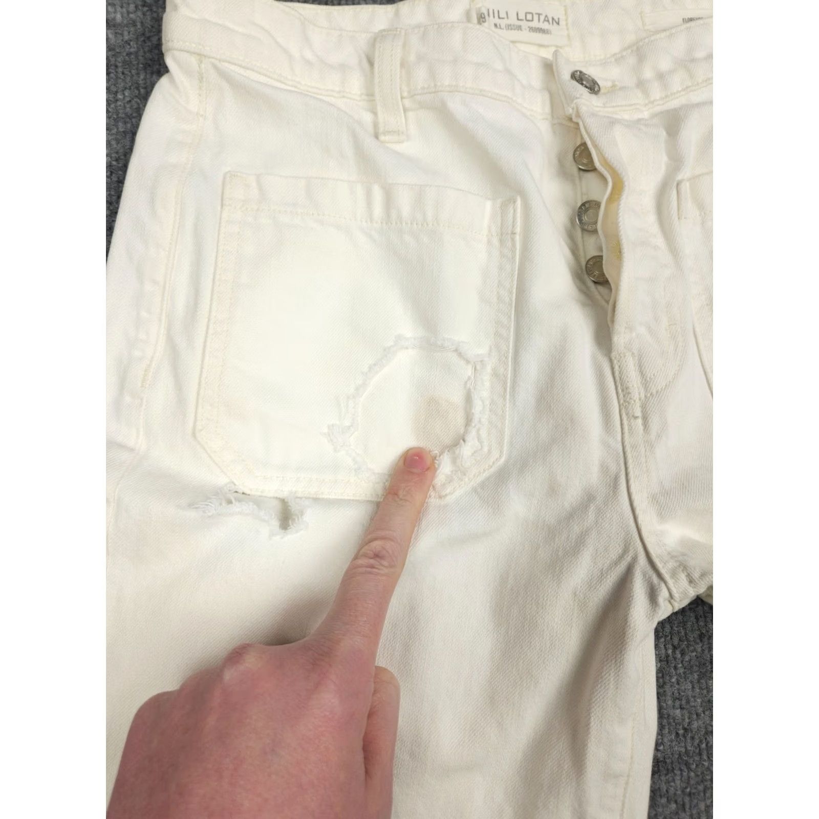 Nili Lotan Nili Lotan FLORENCE Flare Jeans Women's 29 White Ivory Distressed Stained Size 29" - 5 Thumbnail