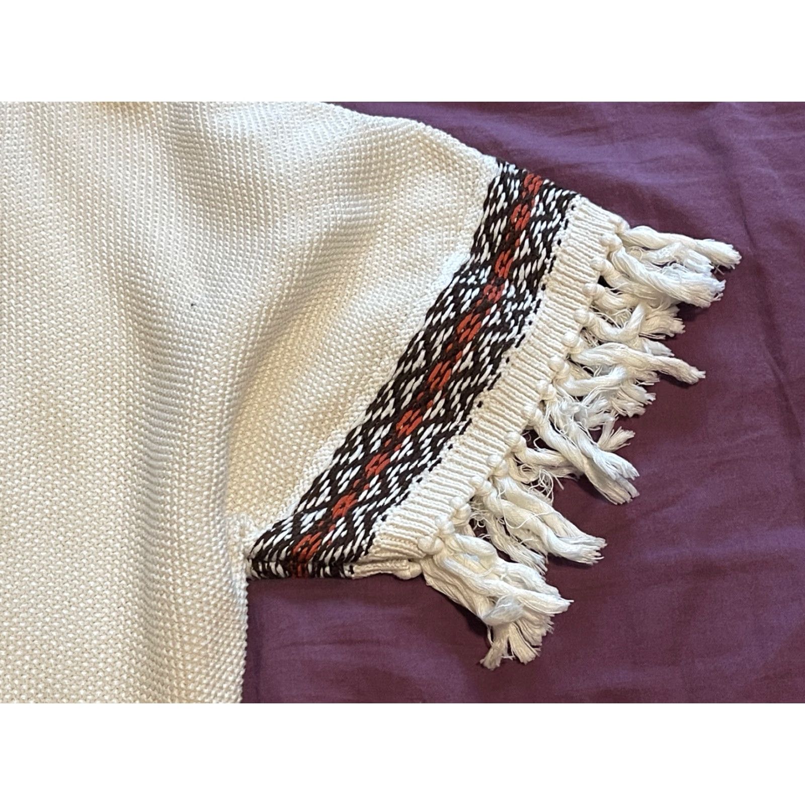 Tory Burch VINTAGE Tory Burch Tunic Sweater 100% Cotton Beige Fringe Drawstring L Womens Size L / US 10 / IT 46 - 3 Thumbnail