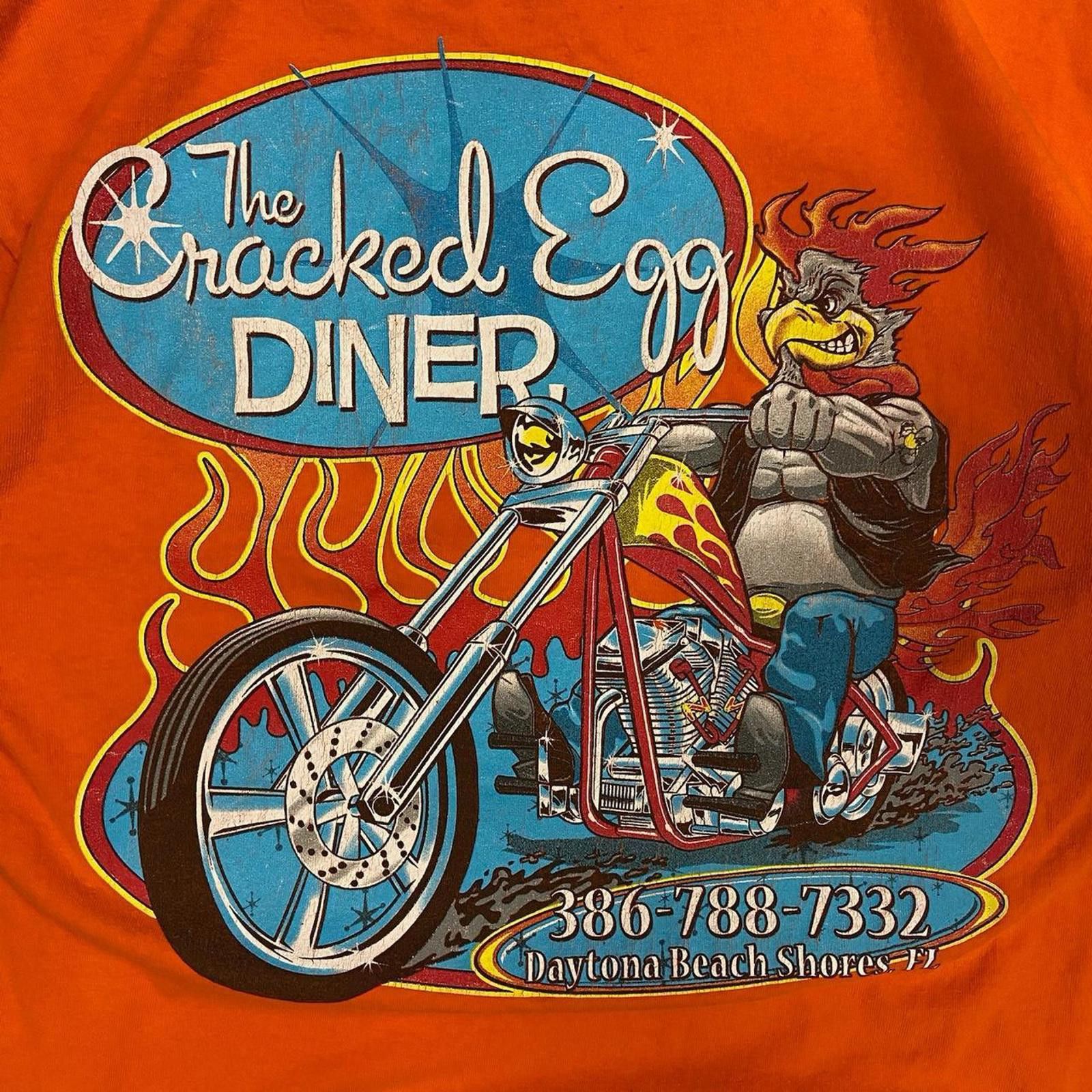 Vintage Cracked Egg Chicken Diner Biker Tee Size US M / EU 48-50 / 2 - 2 Thumbnail