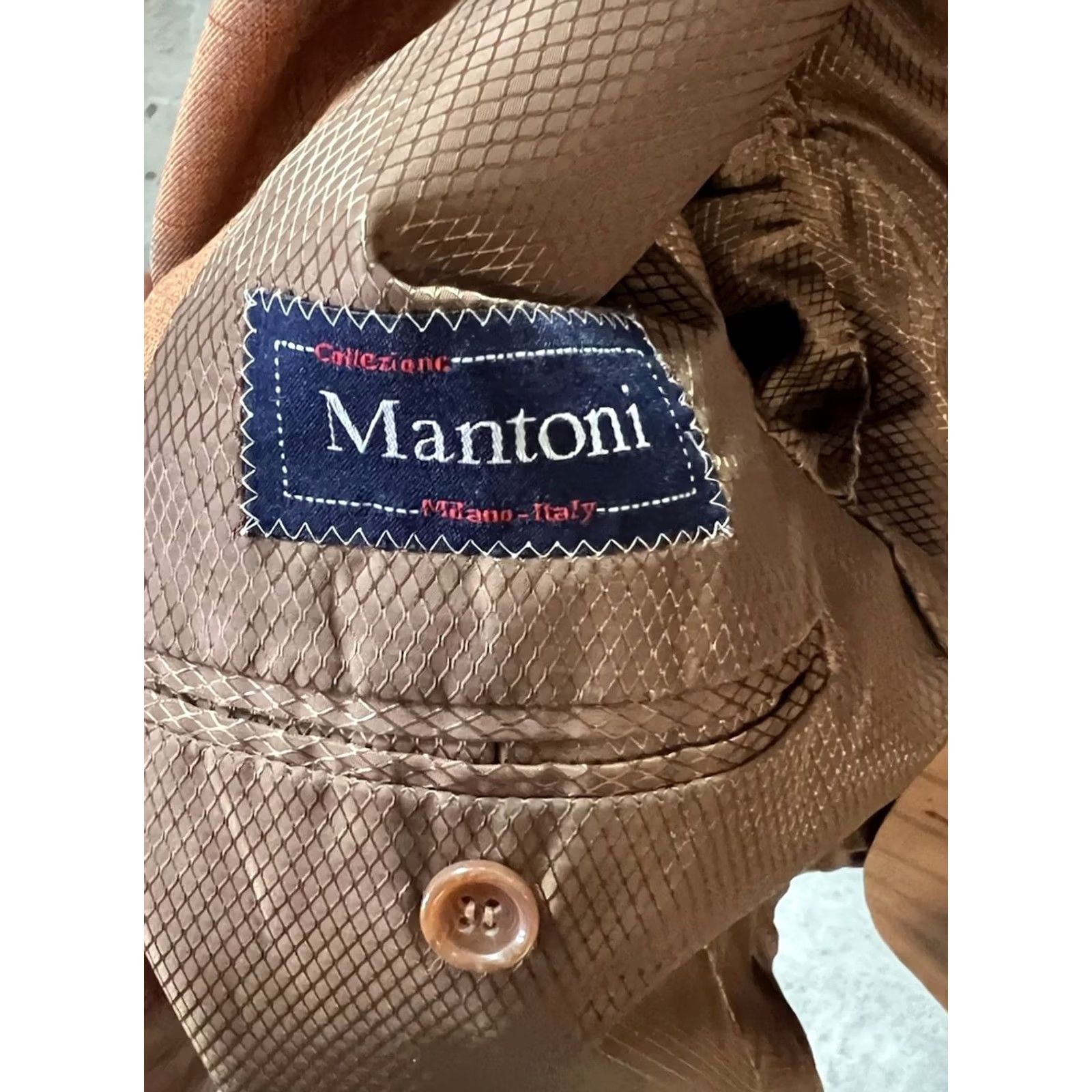 Santoni Mantoni Super 140's Wool Blazer Mens 42L Rust Color Milan Italy Check Pattern Size 42R - 4 Thumbnail