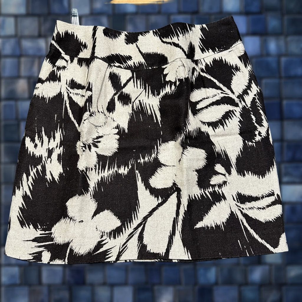 Michael Kors Michael Kors Skirt Women Brown Linen Floral Print Back Zip Pockets Size 8 Size 30" / US 8 / IT 44 - 1 Thumbnail