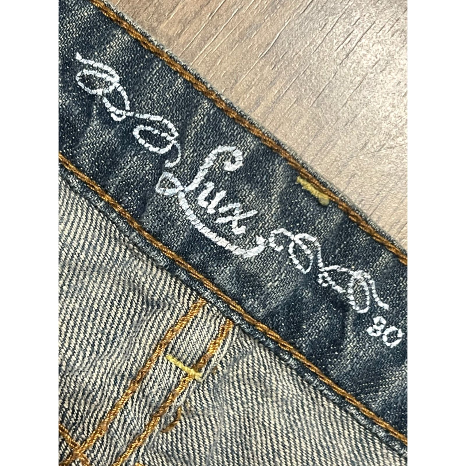Flux Lux Jeans Women's 30 Blue Denim Wide-Leg Frayed Hem Pockets Vintage No? (Oops) Size 30" / US 8 / IT 44 - 5 Thumbnail