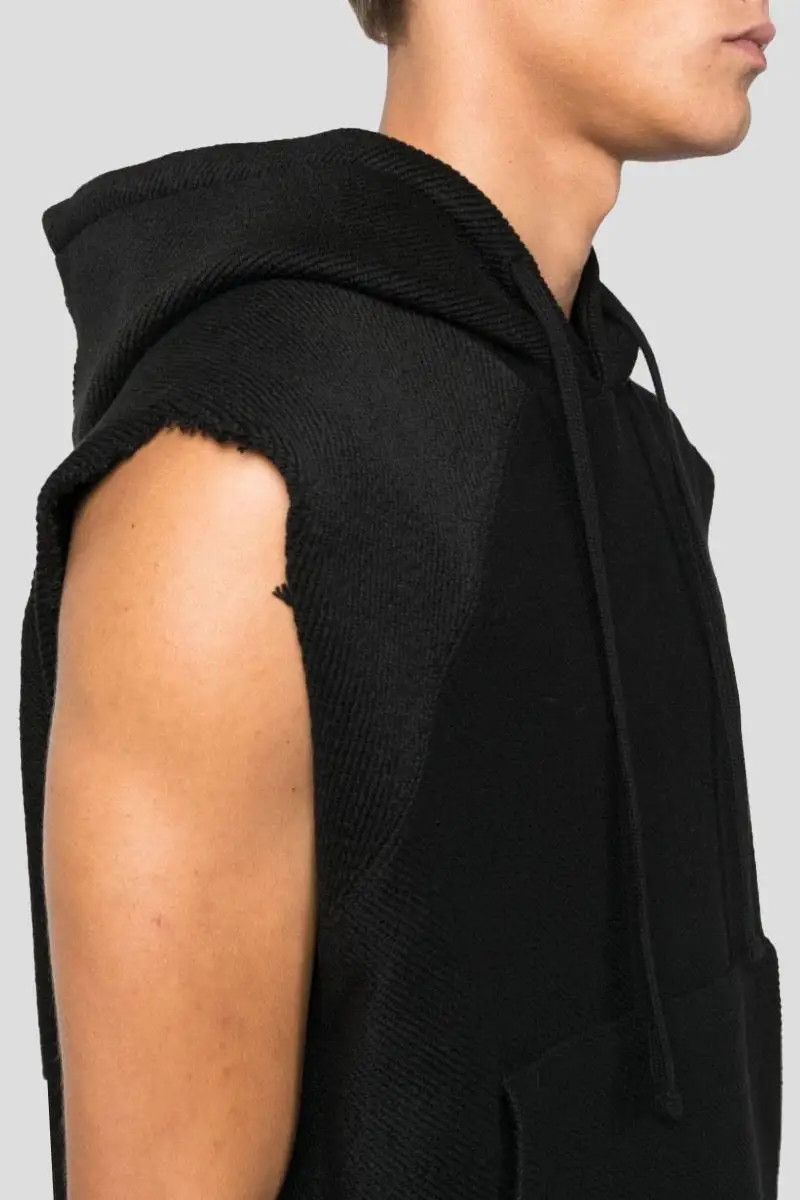 Thom Krom Thom Krom Black Raw-Cut Ribbed-Knit Sleeveless Hoodie M Size US M / EU 48-50 / 2 - 7 Thumbnail