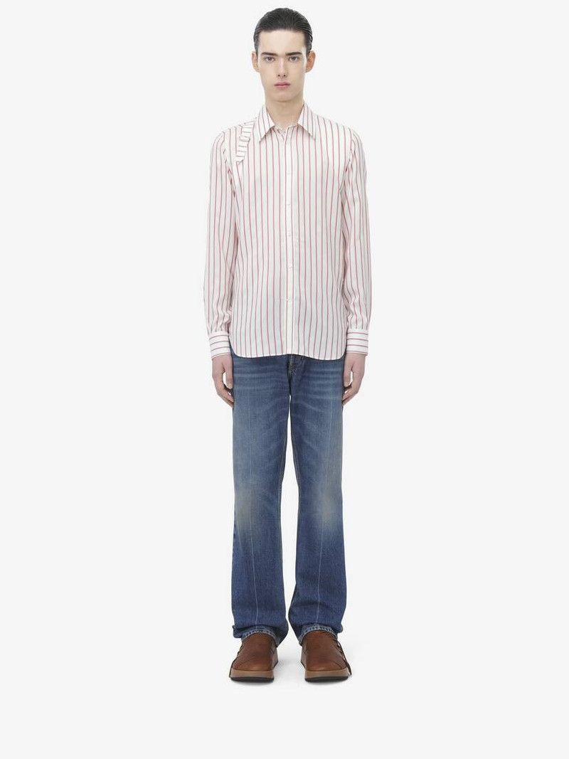 Alexander McQueen o1srvl11e0226 Striped Harness Shirt In Ivory/Red Size US M / EU 48-50 / 2 - 3 Thumbnail