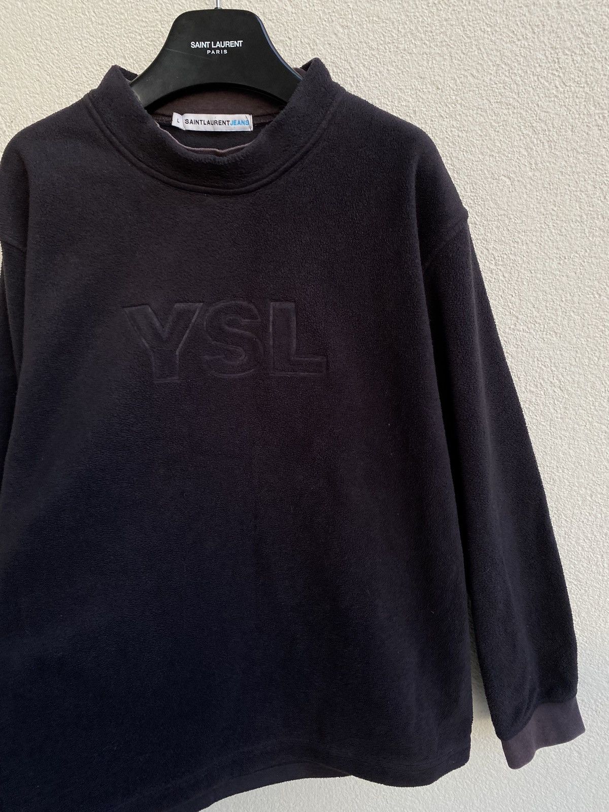 Yves Saint Laurent Fleece YSL Sweatshirt Black Big Logo YSL Sweater Size US L / EU 52-54 / 3 - 12 Thumbnail
