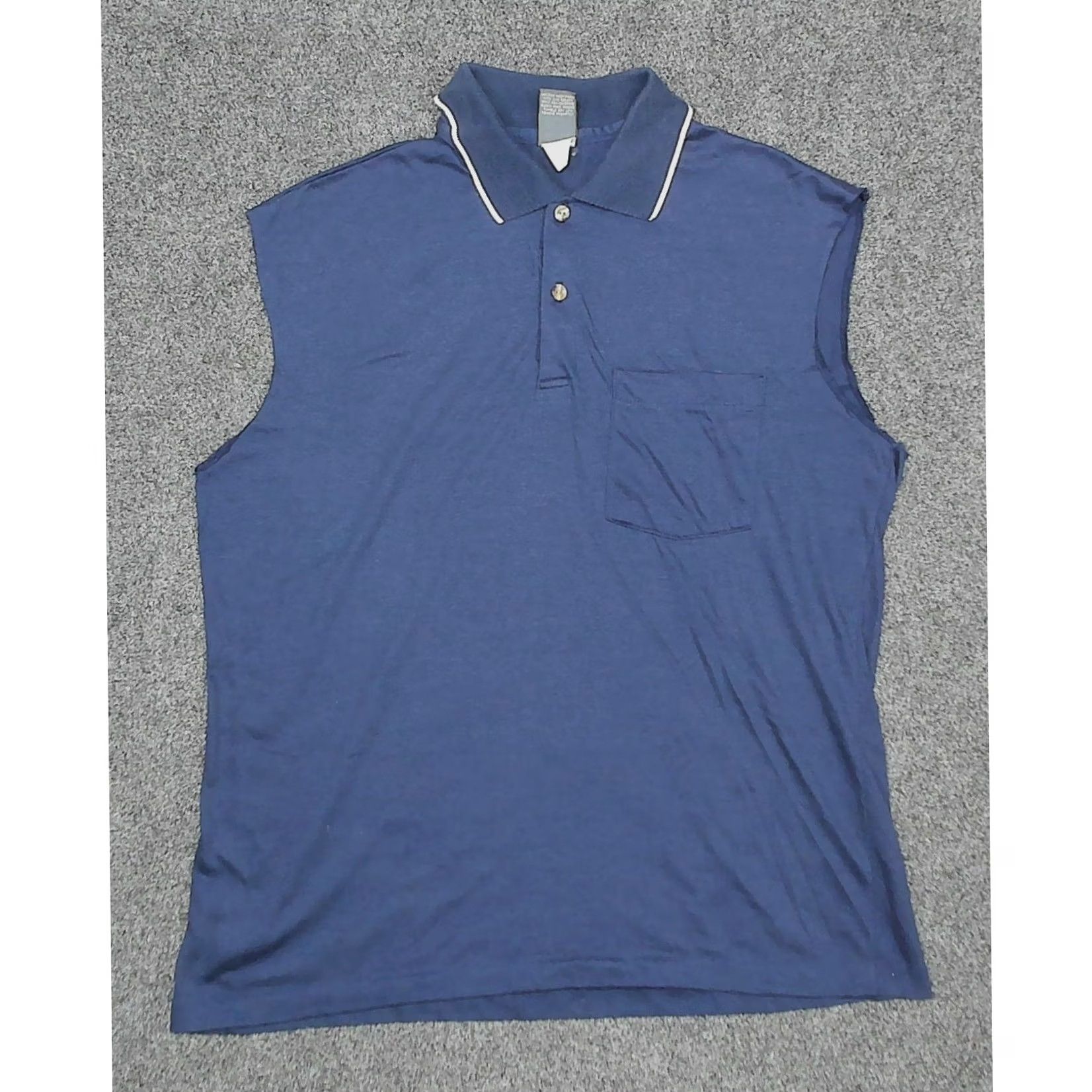 Vintage VINTAGE Navy Blue Sleeveless Polo Shirt Cutoff Single Stitch Mens M 80s Grunge The Garan Man Shirt Size US M / EU 48-50 / 2 - 3 Thumbnail